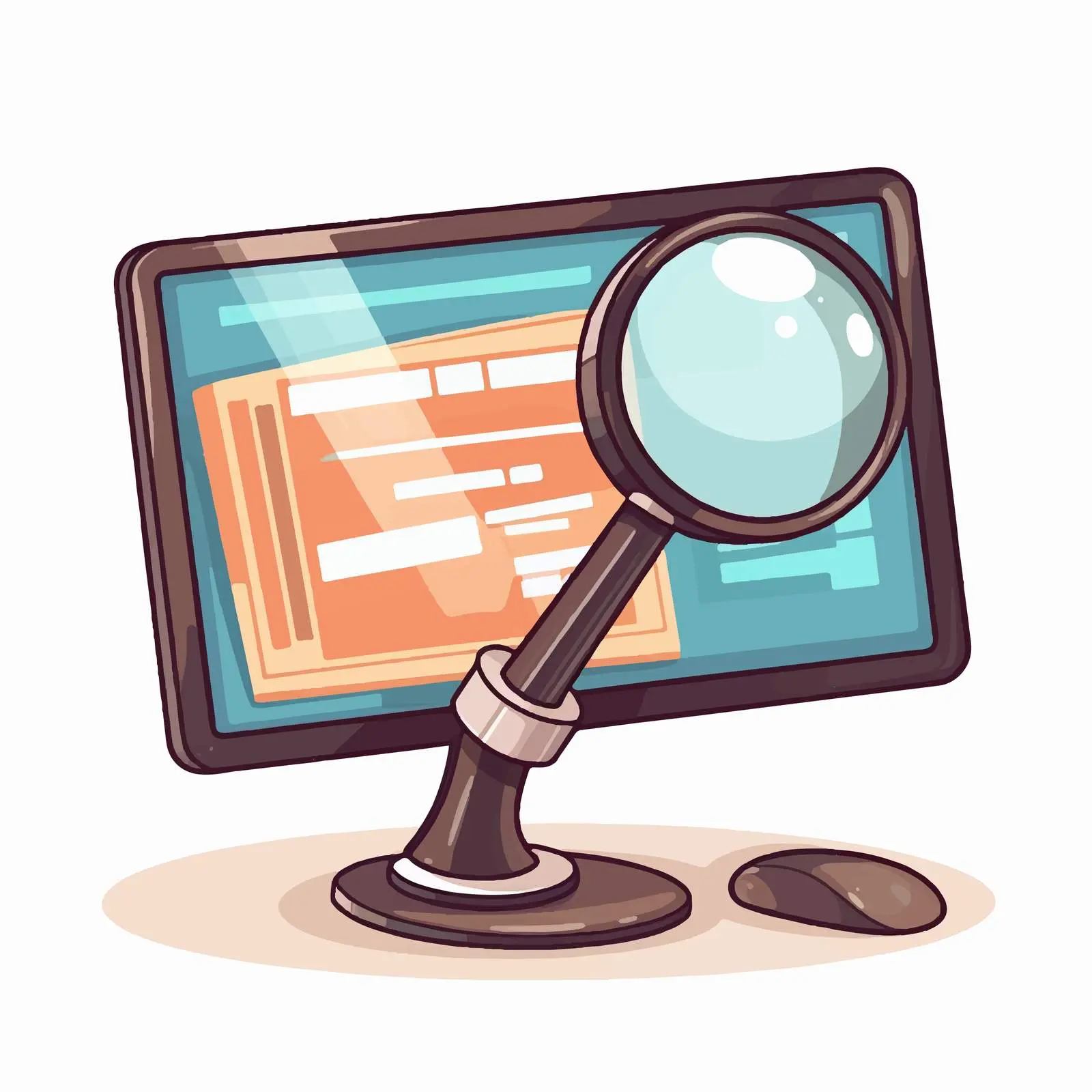 Cartoon Monitor with Magnifying Glass Vector Illustration — free download from Dotvec