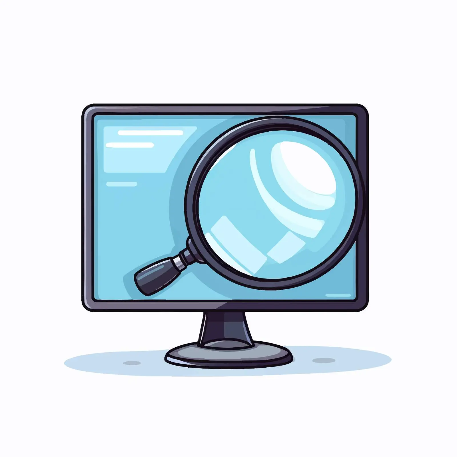 Cartoon Vector of Monitor with Magnifying Glass — free download from Dotvec