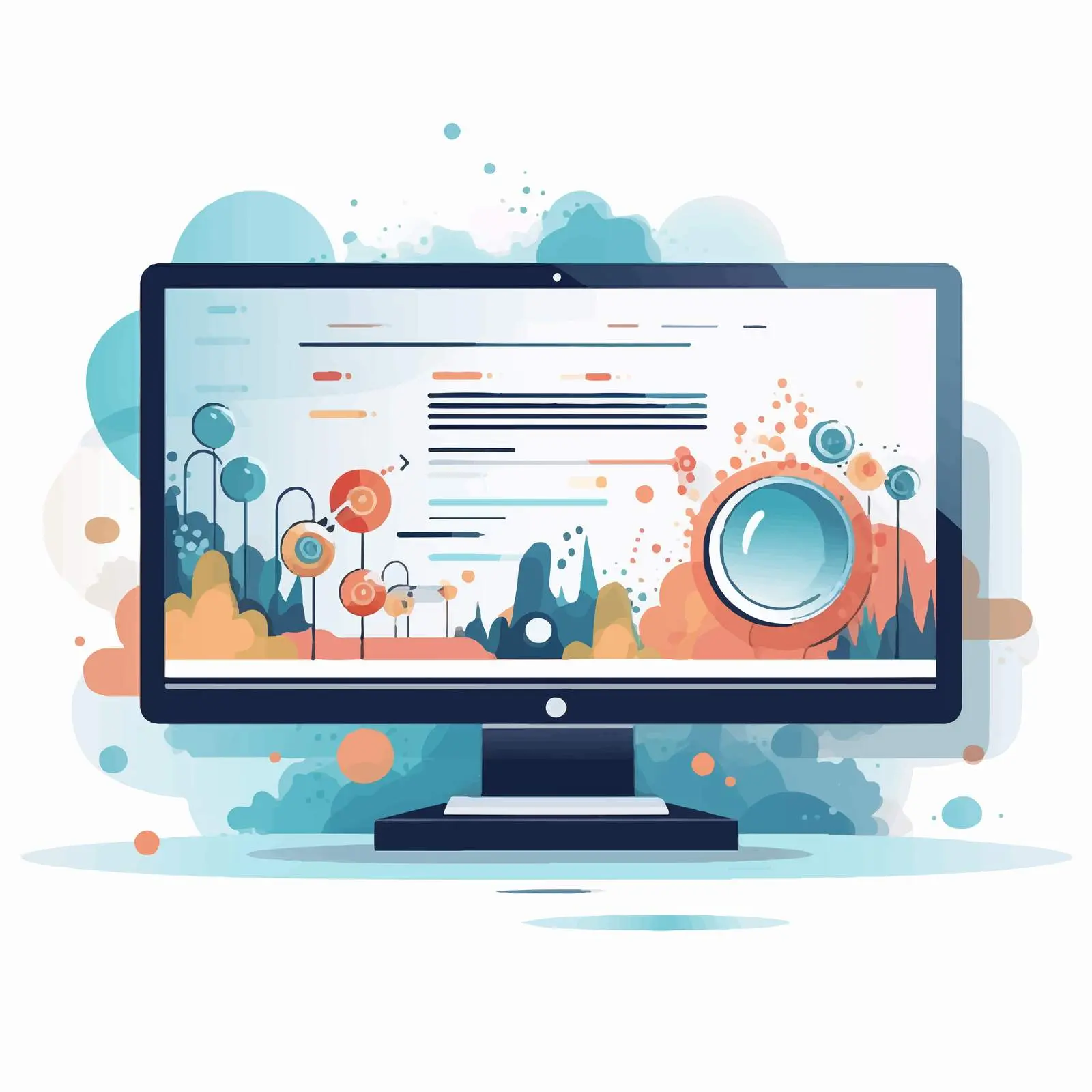 Cartoon Vector of Computer Monitor with Webpage — free download from Dotvec