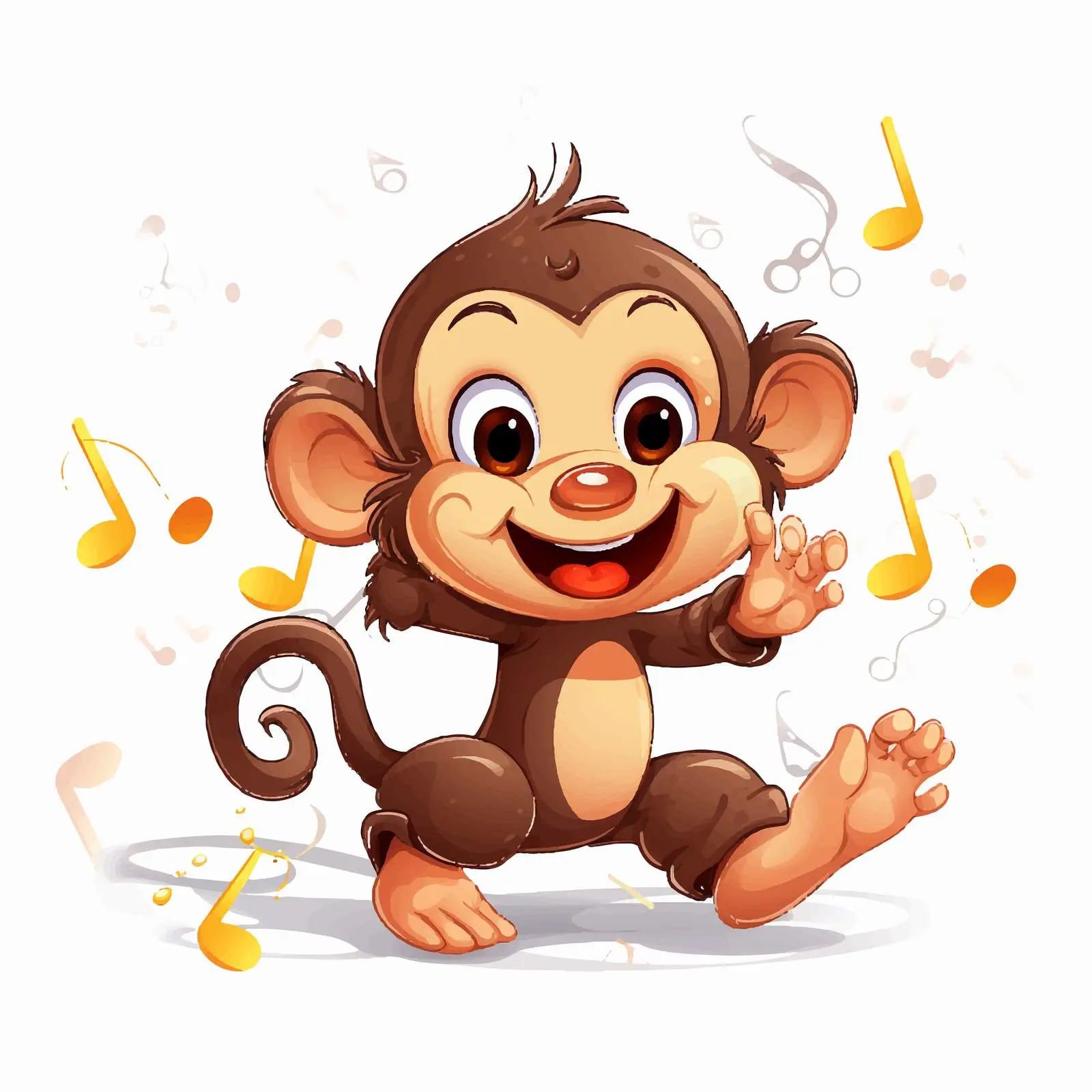 Whimsical Monkey Cartoon Character with Music Note — free download from Dotvec
