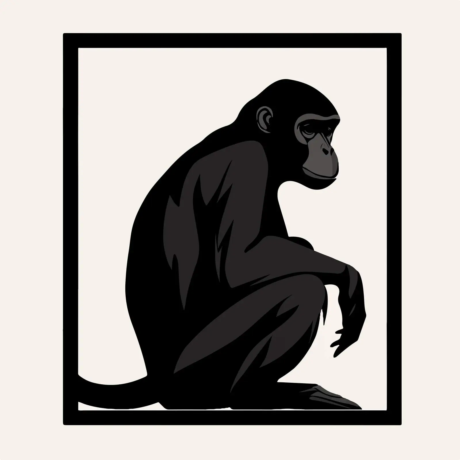 Stylish Monkey Vector Silhouette Illustration — free download from Dotvec