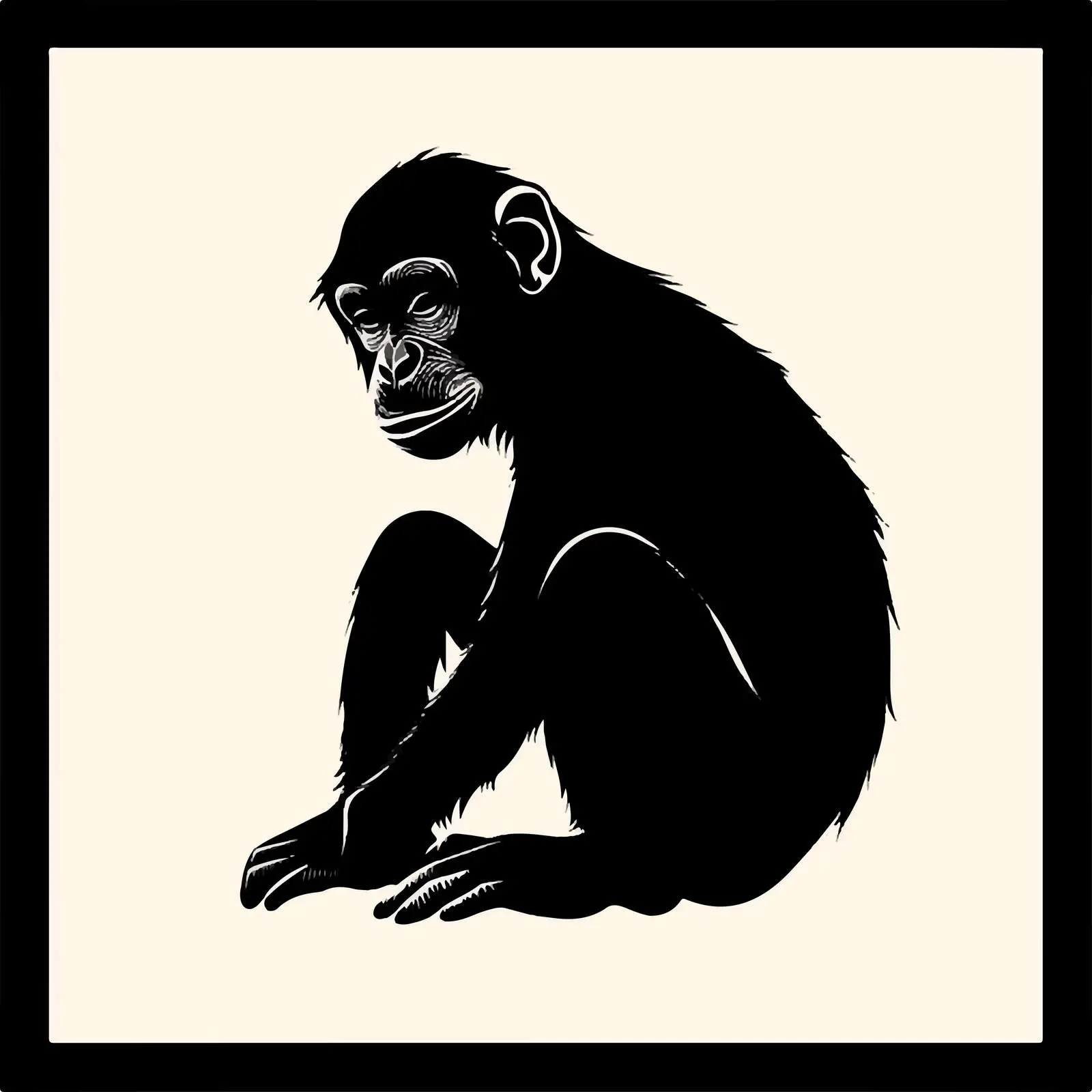 Monkey Silhouette Flat Vector Illustration — free download from Dotvec
