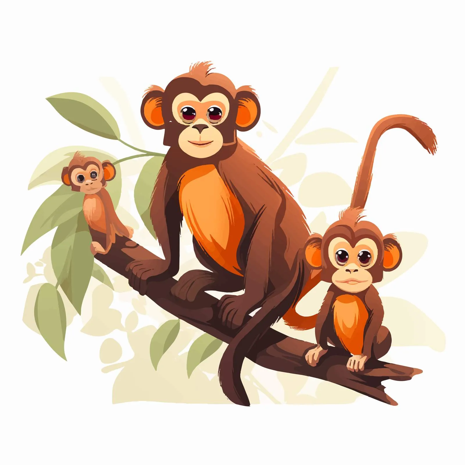 Monkey with Baby on Tree Branch Vector — free download from Dotvec