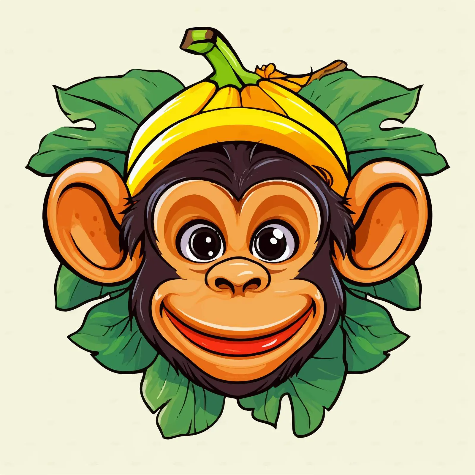 Whimsical Monkey with Banana Vector Illustration – free vector humor image from Dotvec