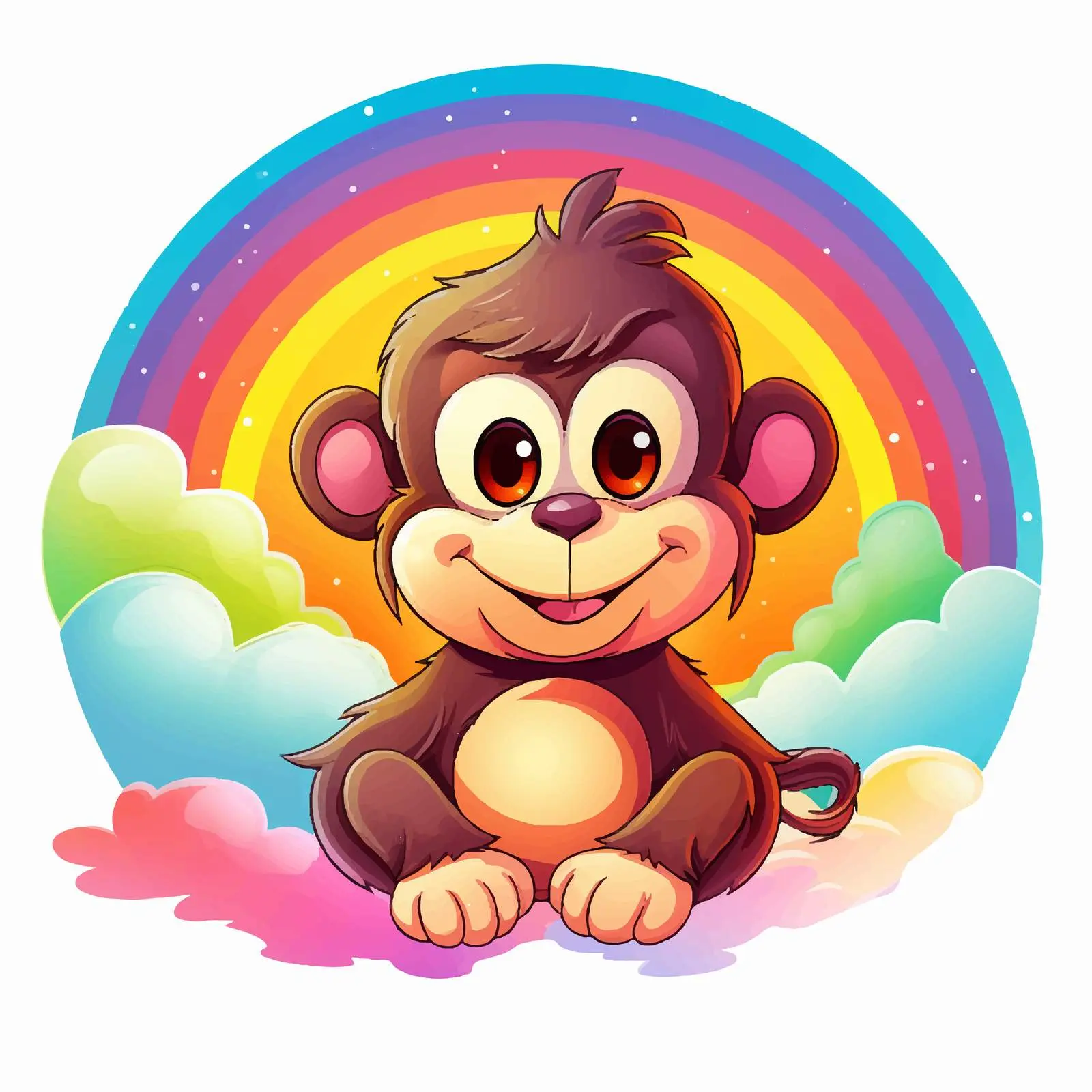 Cartoon Monkey and Bear on Rainbow Background — free download from Dotvec