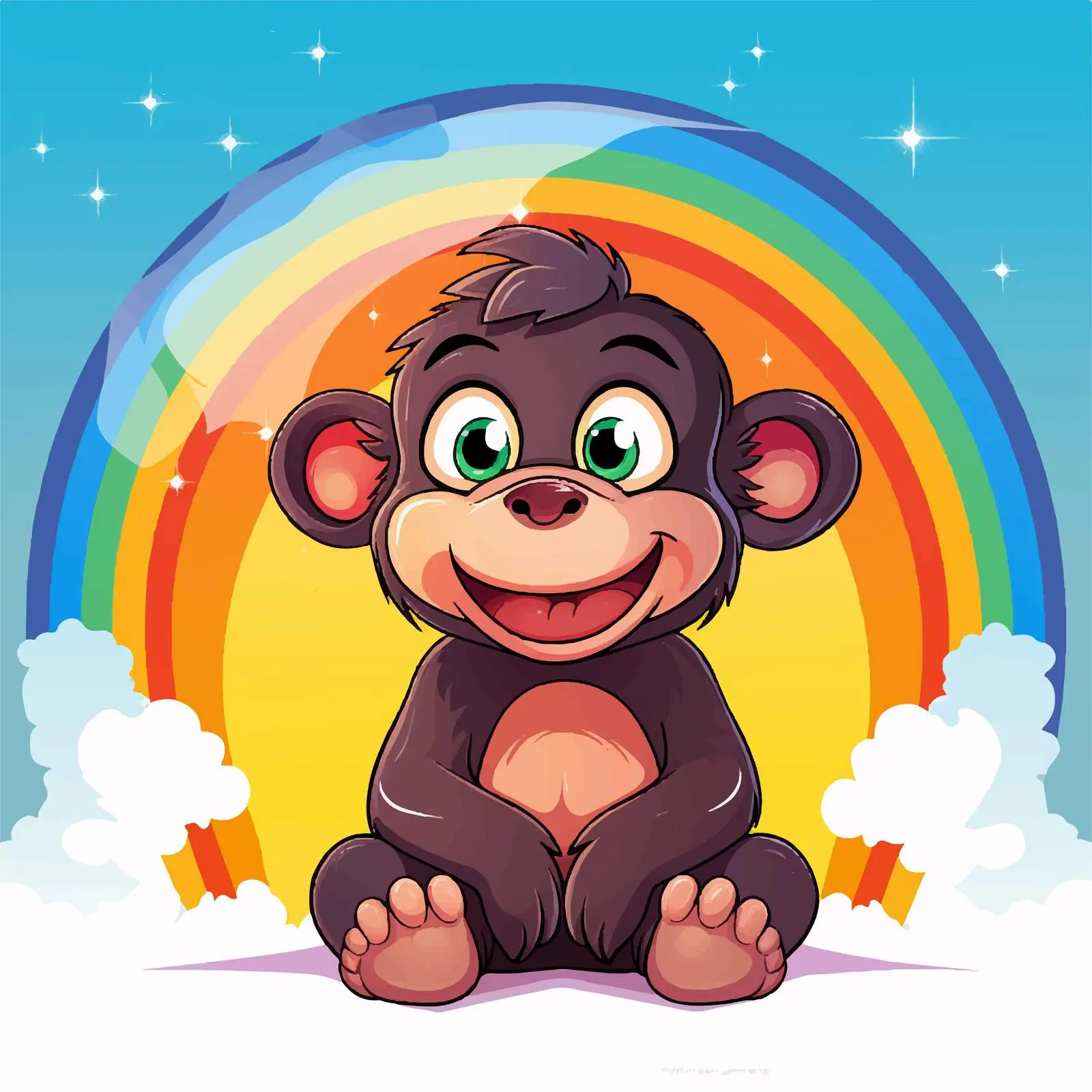 Playful Monkey and Bear Cartoon on Rainbow Background — free download from Dotvec