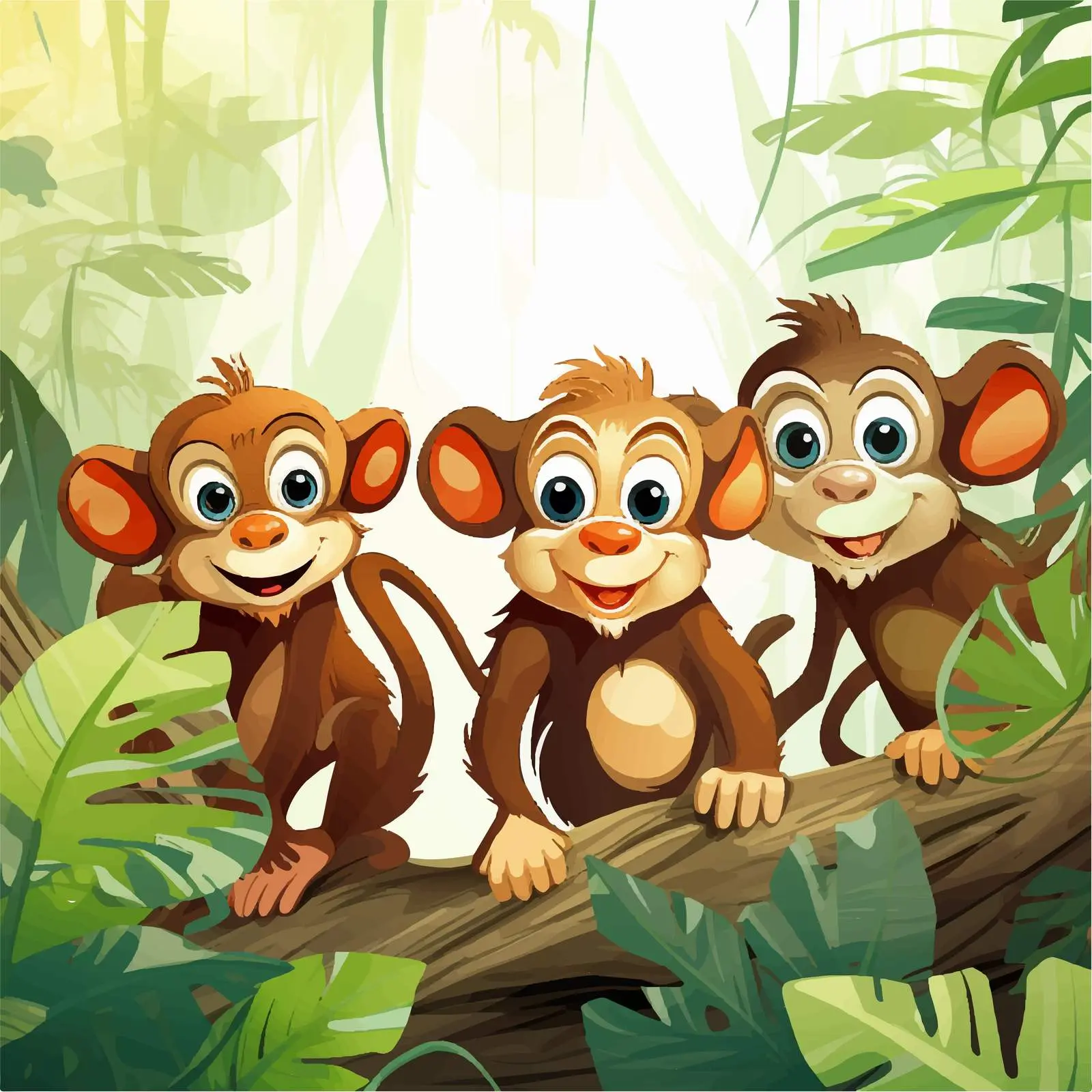 Jungle Monkeys Vector Illustration — free download from Dotvec