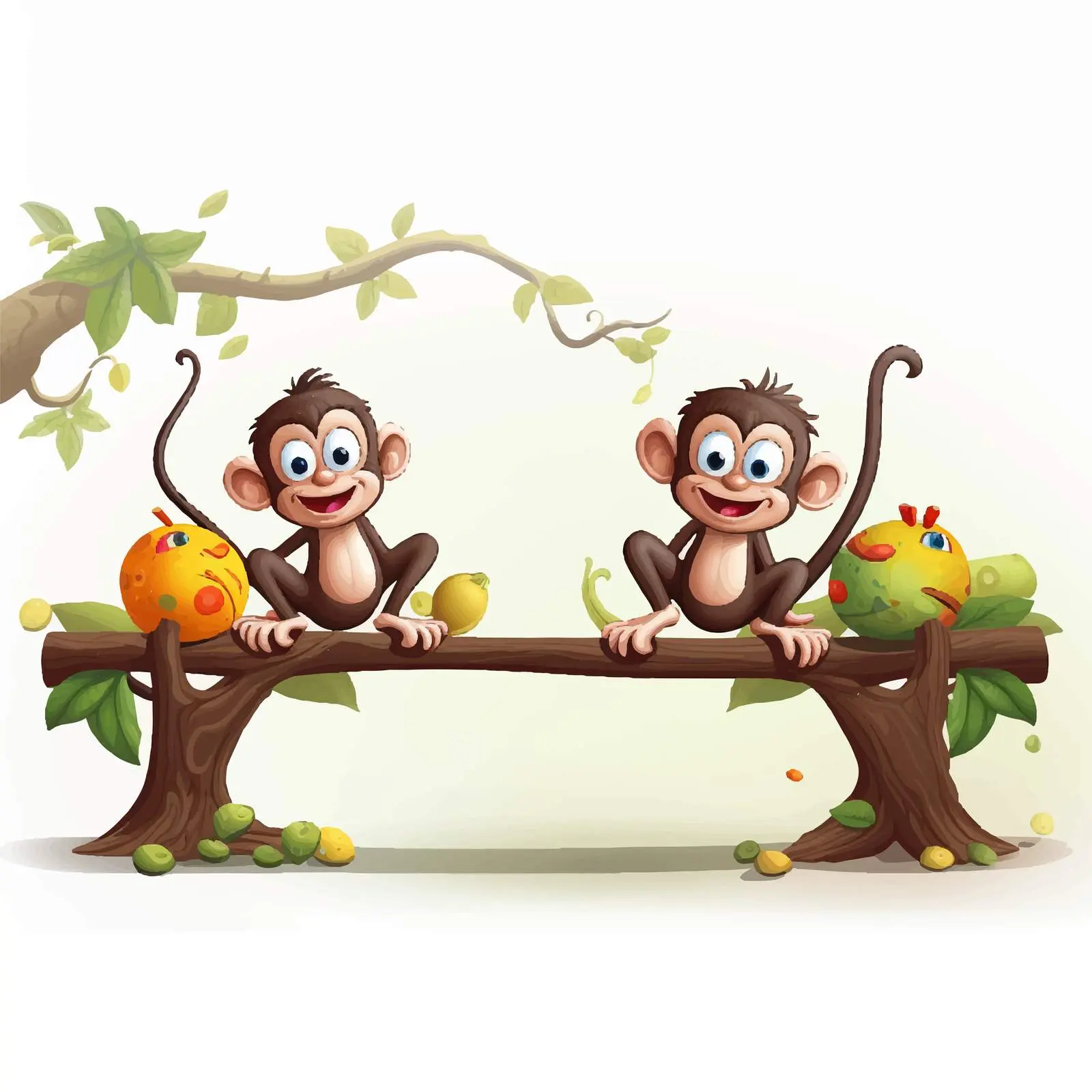 Monkeys Playing on a Seesaw Vector Graphic – free funny monkeys image from Dotvec
