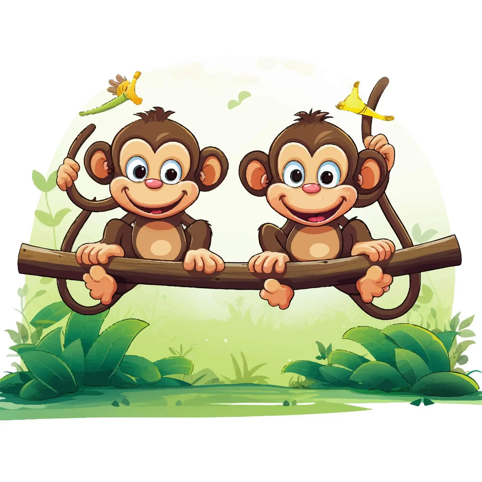Monkeys Playing on a Seesaw Vector Graphic — free download from Dotvec
