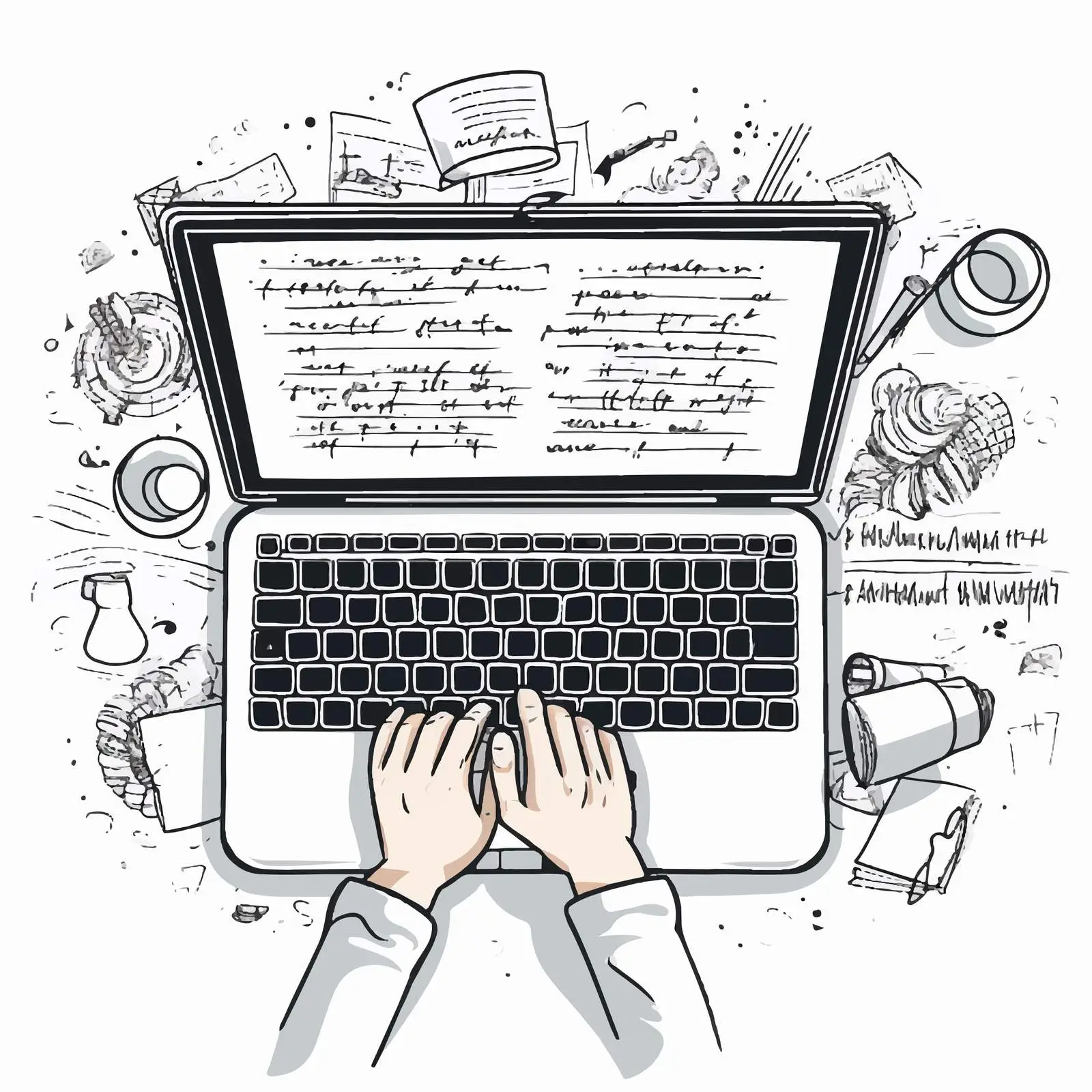 Hands Typing on Laptop Keyboard Vector Art — free download from Dotvec