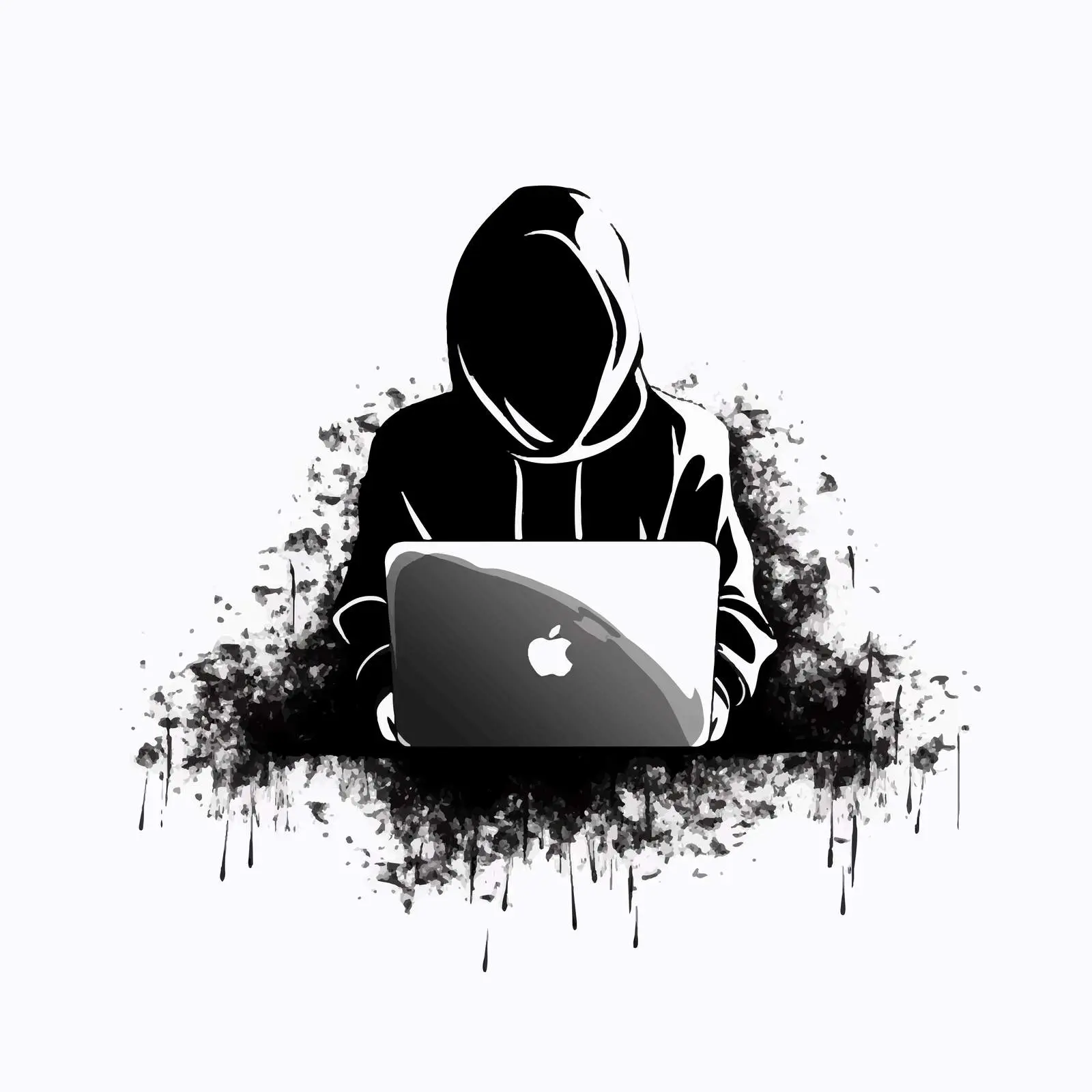 Faceless Hacker with Laptop Vector Illustration – free privacy image from Dotvec