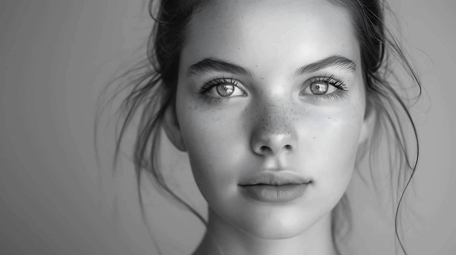 Elegant Monochrome Young Woman Portrait — free download from Dotvec