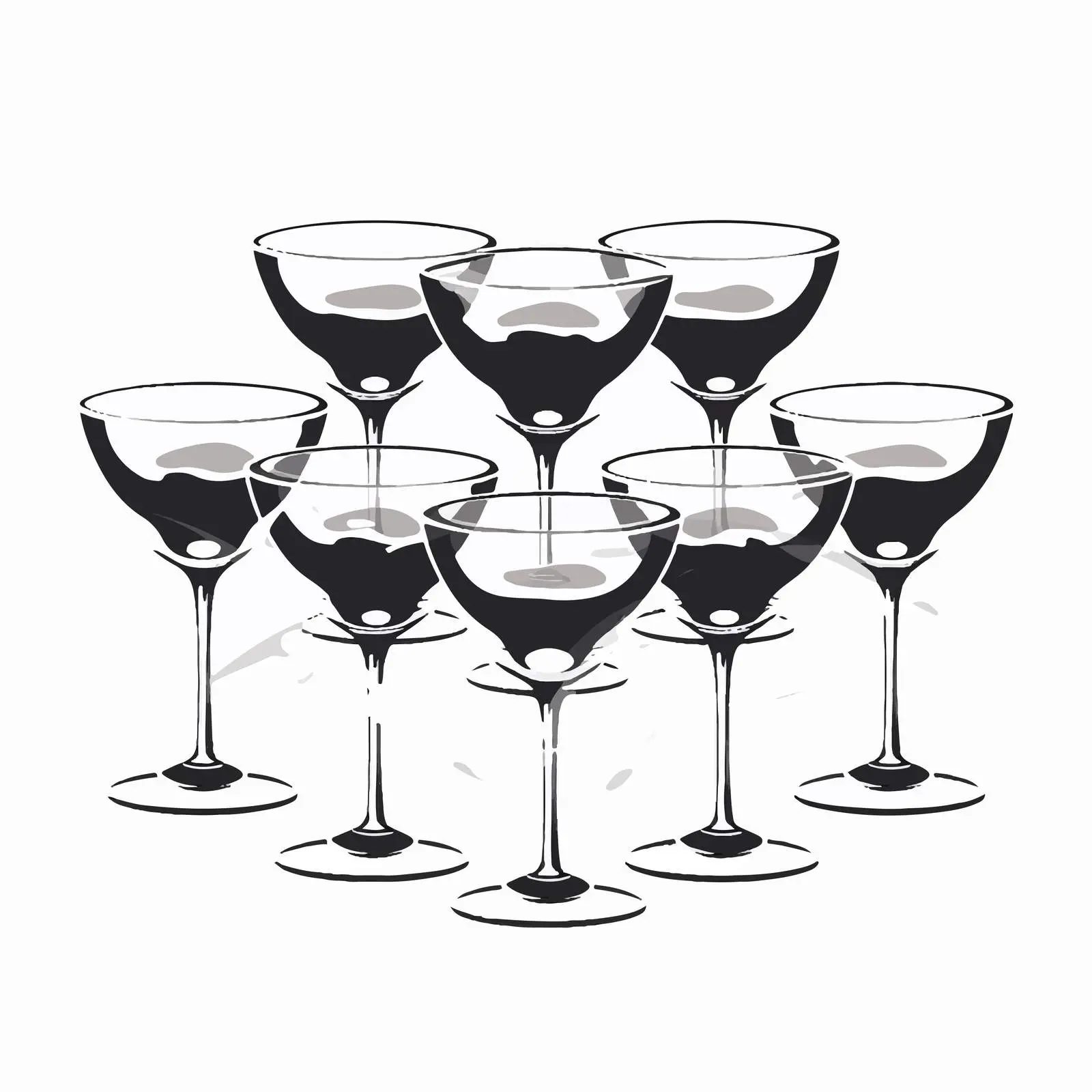 Monochrome Silhouette of Cocktail Glasses — free download from Dotvec