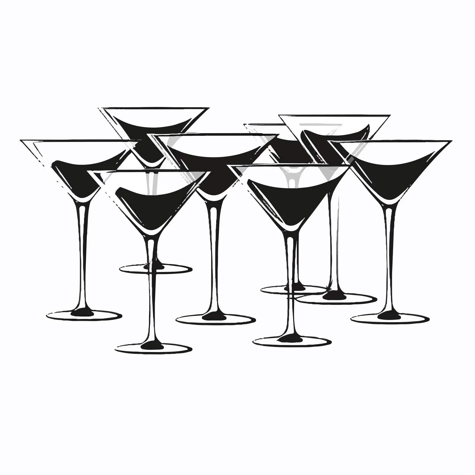 Monochrome Cocktail Glasses Silhouette Vector Art – free cocktails image from Dotvec