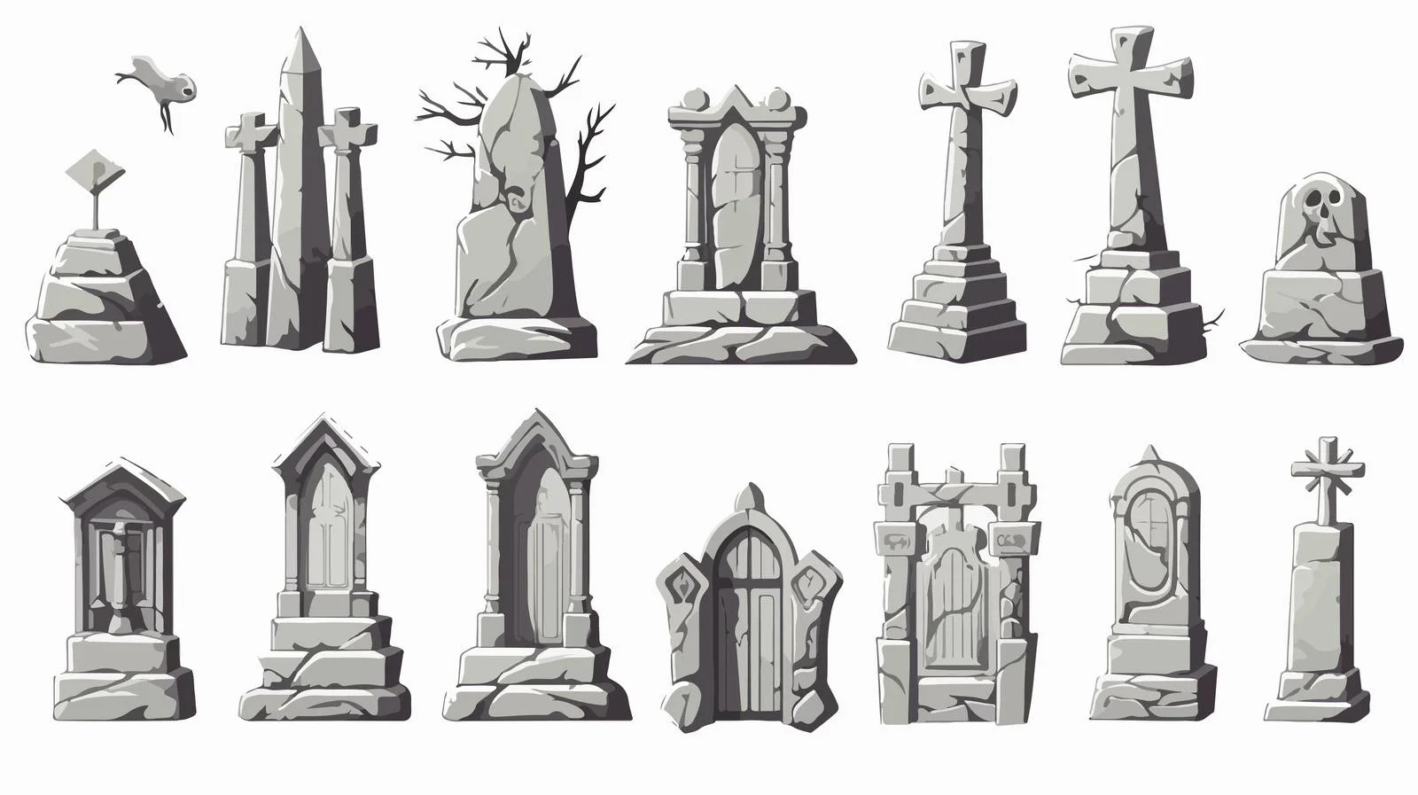 Minimalist Stone Tombstones Vector Illustration — free download from Dotvec