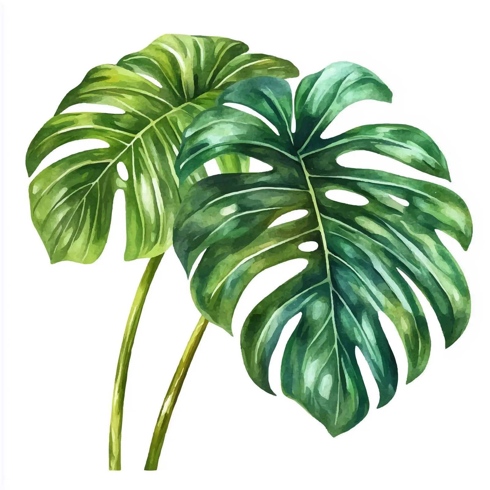 Watercolor Monstera Tropical Leaves in Very Peri Color — free download from Dotvec