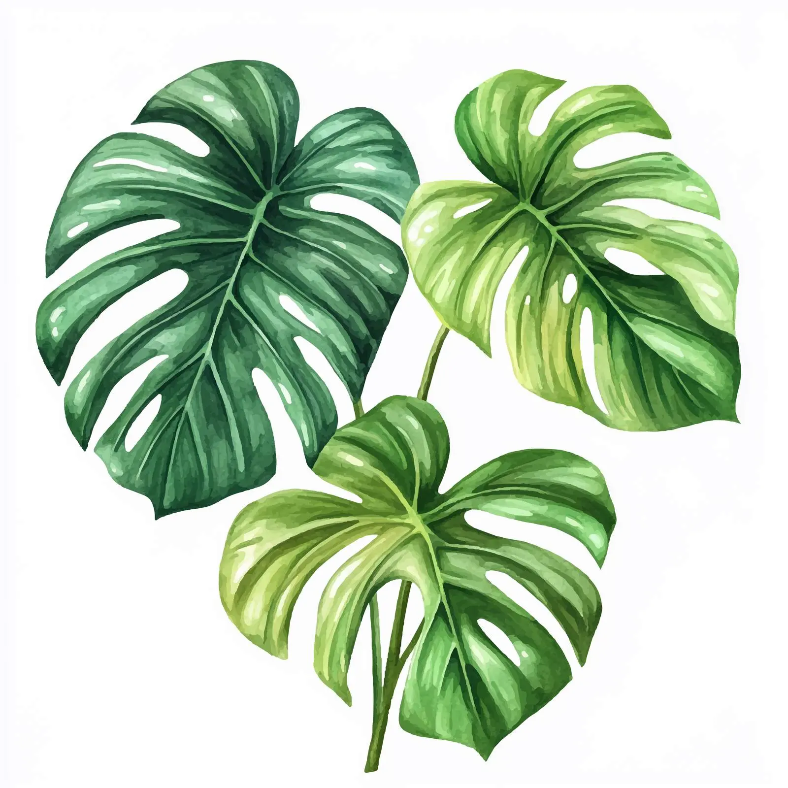 Very Peri Monstera Tropical Leaves Watercolor Clipart — free download from Dotvec