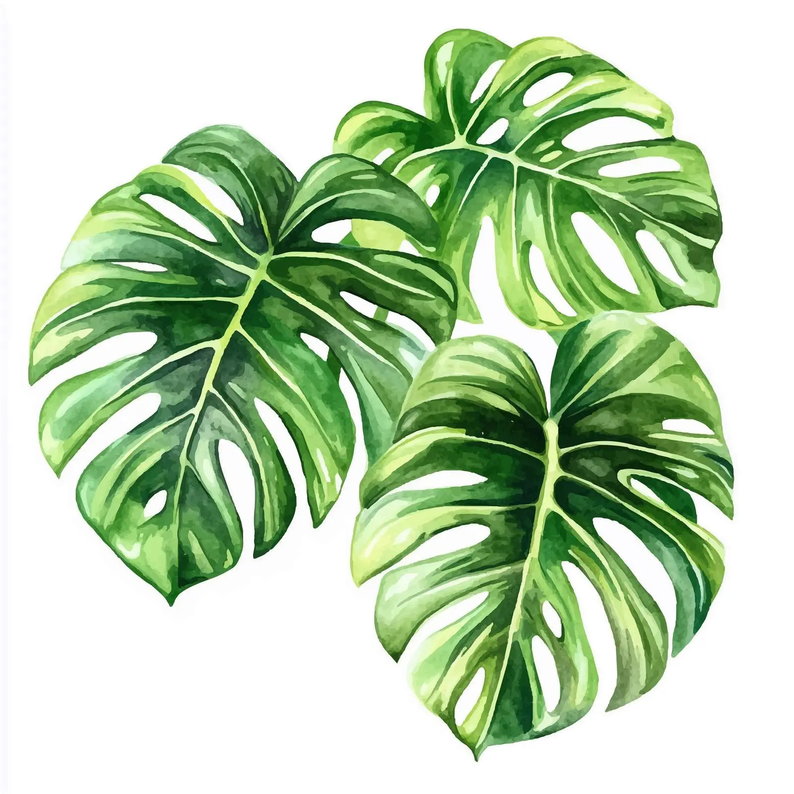 Very Peri Monstera Tropical Leaves Watercolor Clipart — free download from Dotvec
