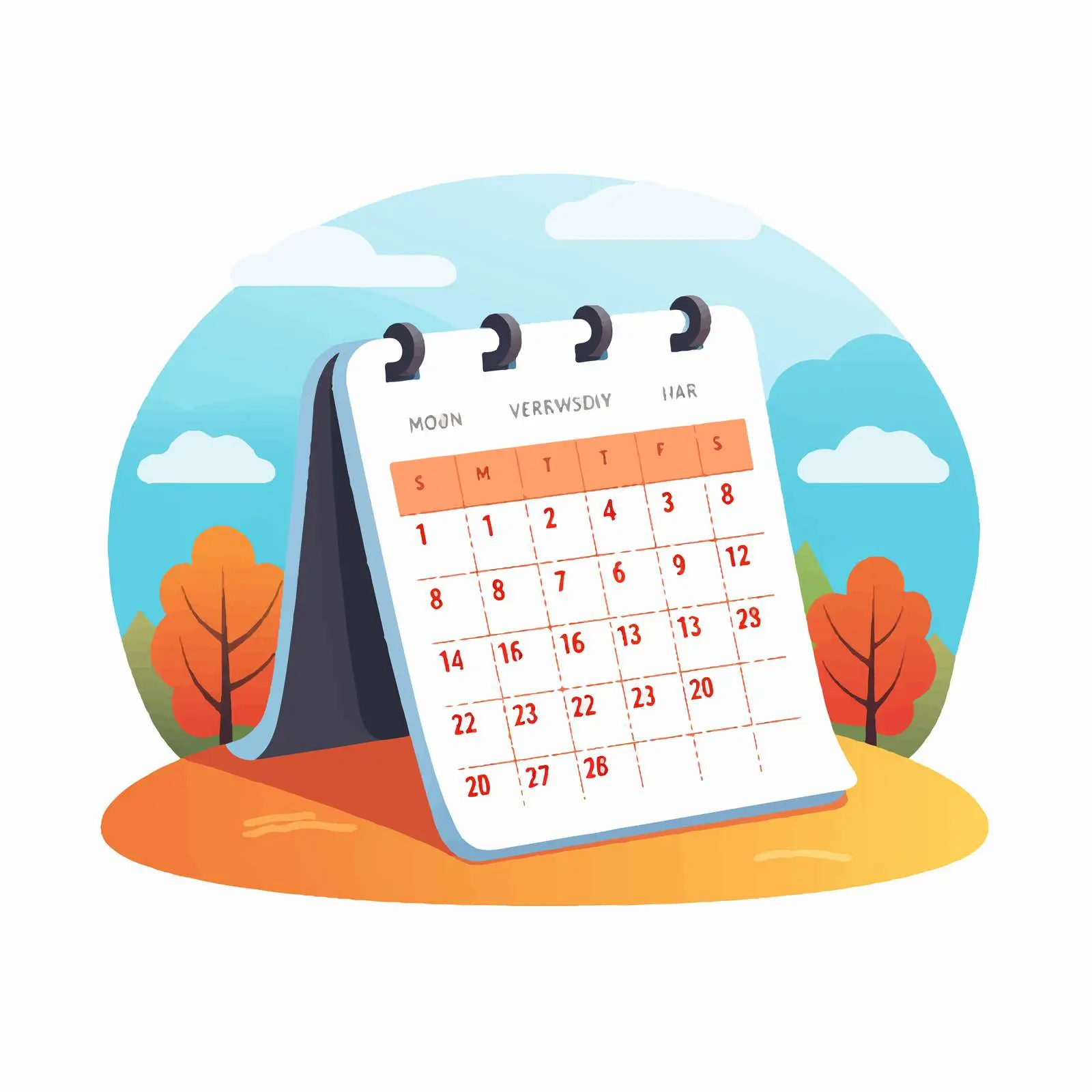 Colorful Cartoon Calendar of Months Vector Illustration – free calendar graphics image from Dotvec