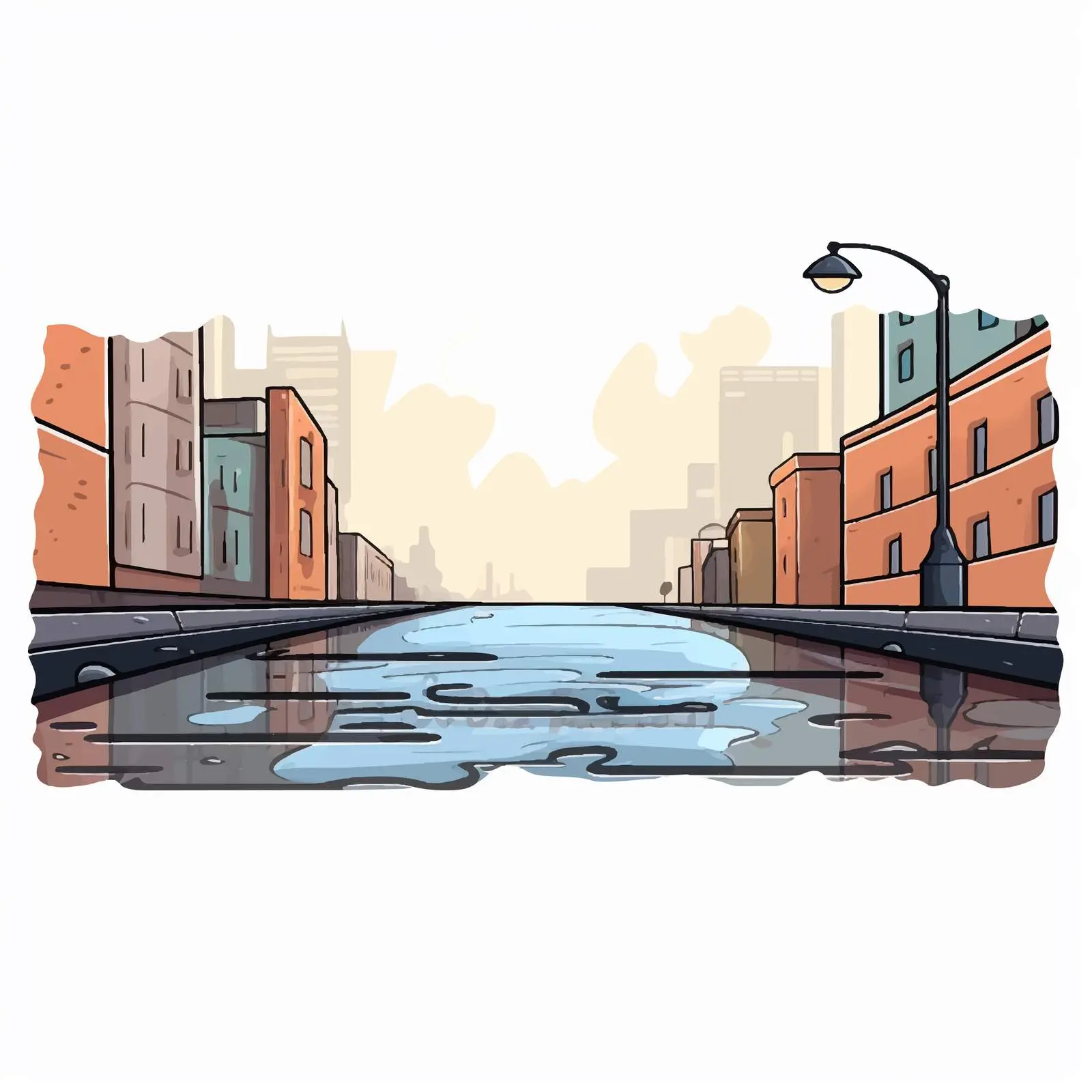 Urban Rainy Day Curb Drain Illustration — free download from Dotvec