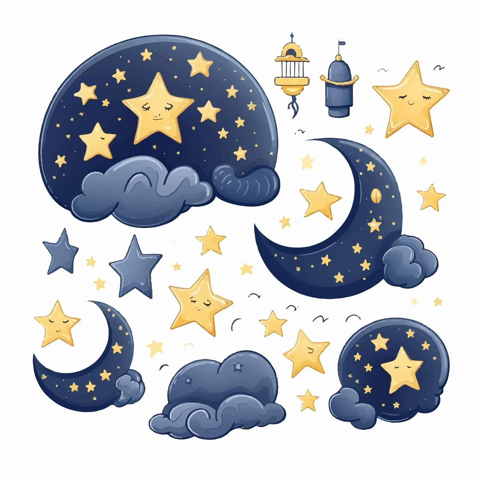 Moon and Stars Good Night Clip Art Set — free download from Dotvec
