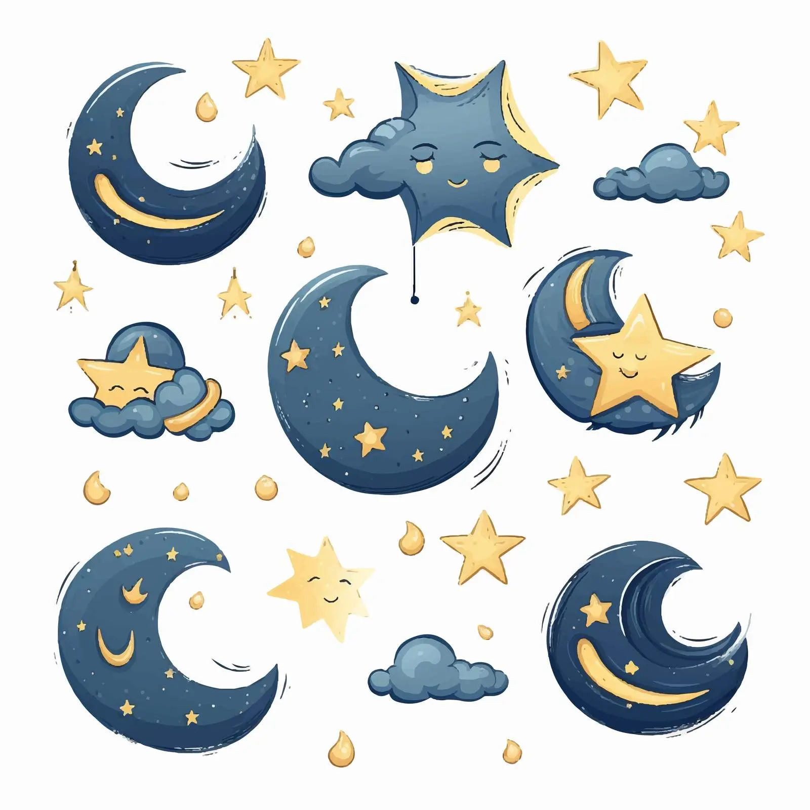 Moon and Stars Good Night Clip Art Set — free download from Dotvec