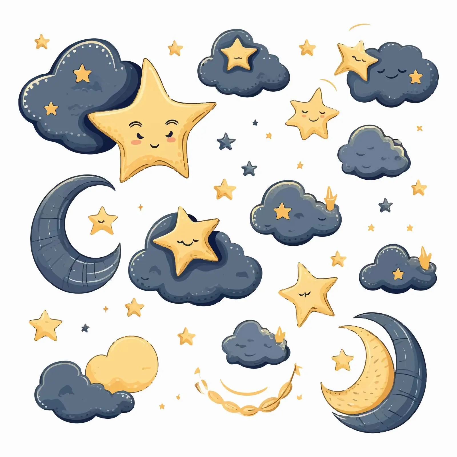 Moon and Stars Clip Art for Good Night – free clear sky image from Dotvec