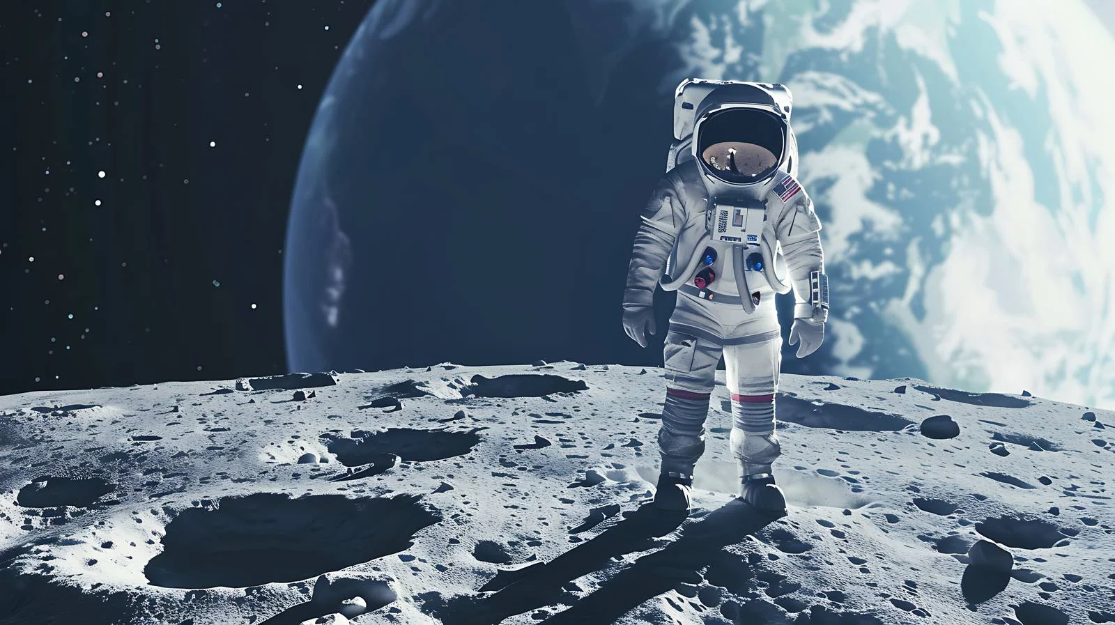Moon Surface & Cosmonaut with Earth — free download from Dotvec