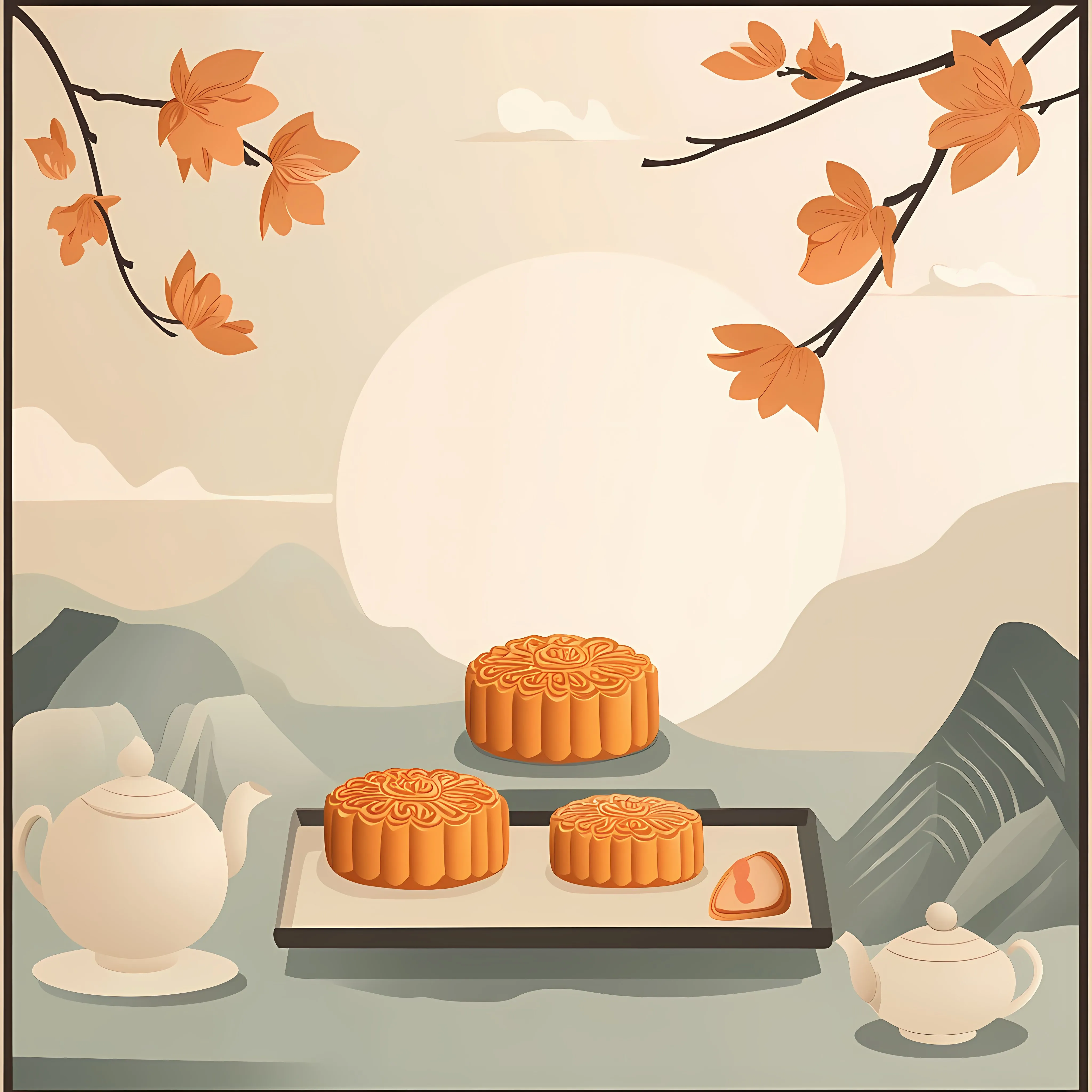 Flat Vector Mooncake Illustration for Mid-Autumn Festival – free dessert graphic image from Dotvec