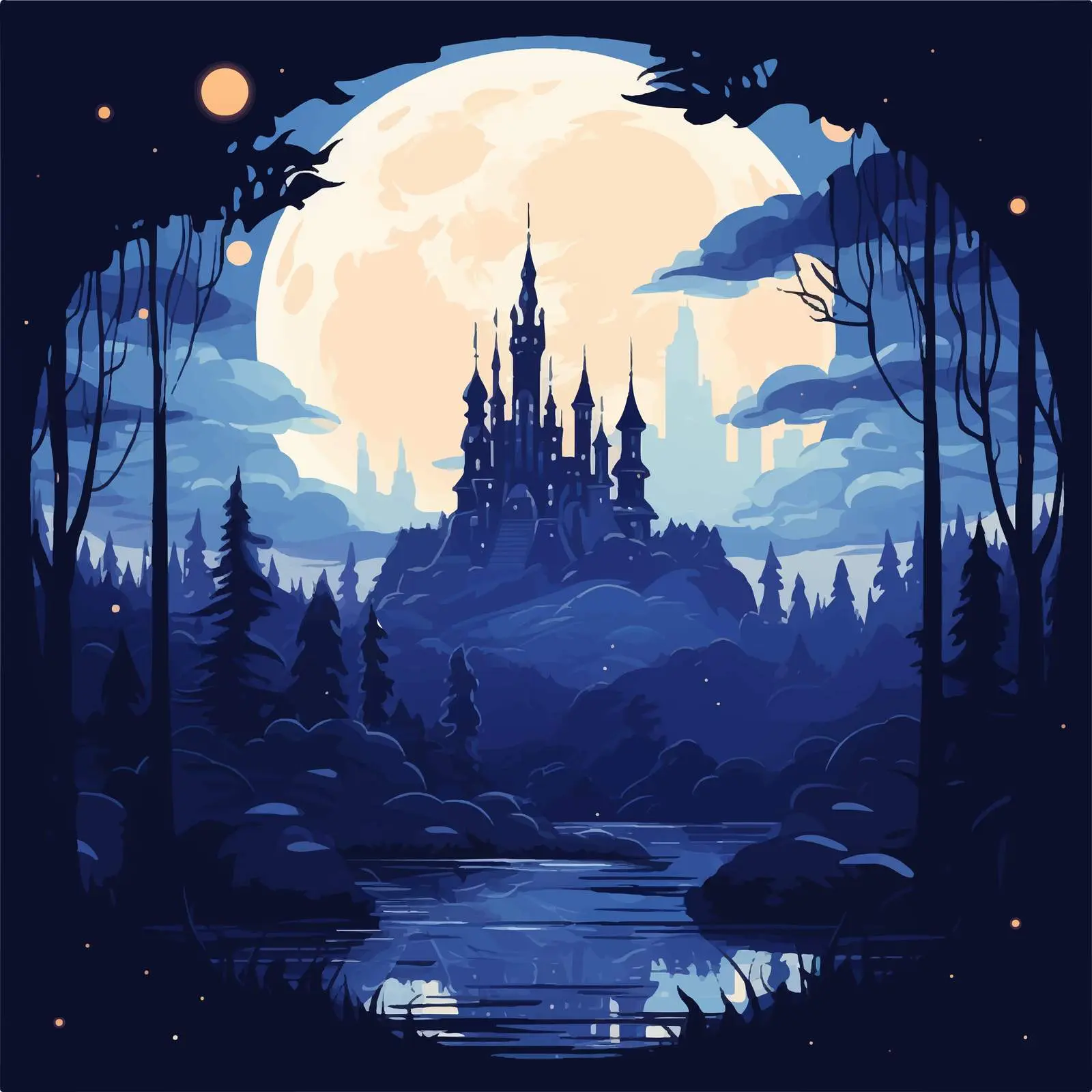 Moonrise Over the Forest Night Illustration — free download from Dotvec
