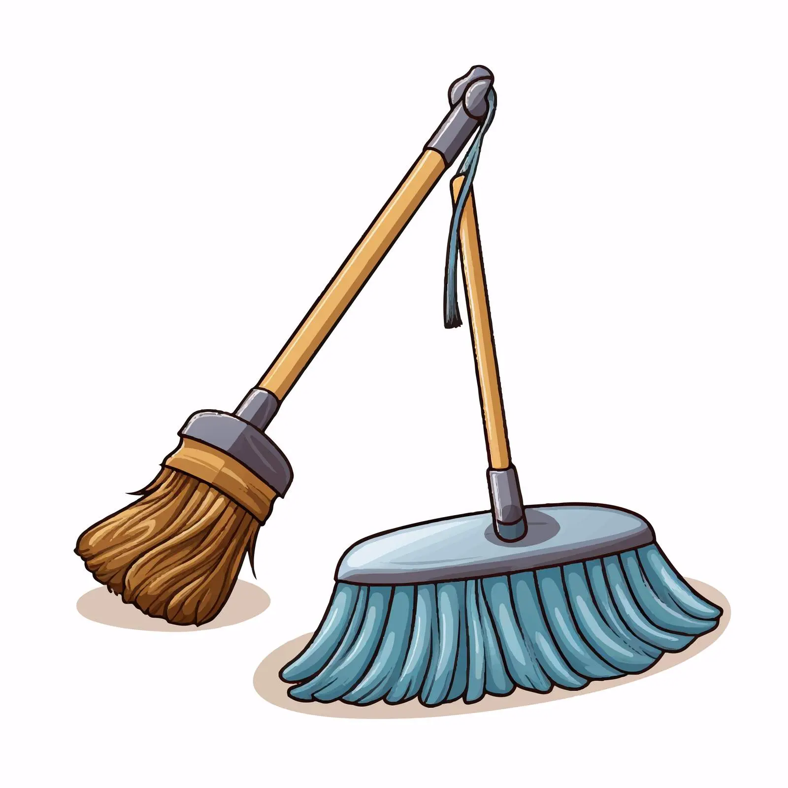 Cartoon Mop and Brush Icon Vector Illustration – free mop image from Dotvec