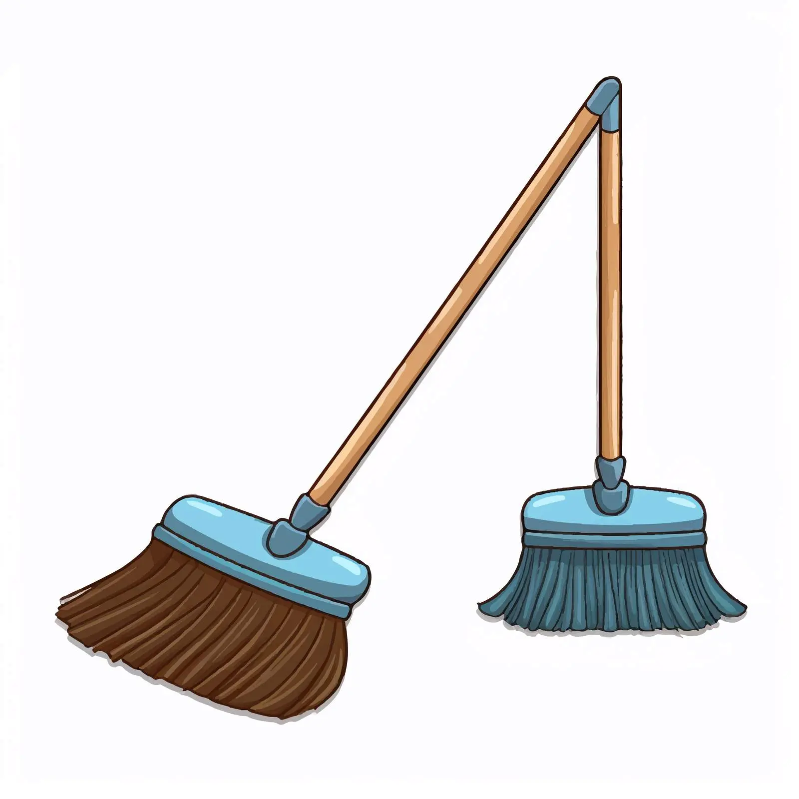 Cartoon Mop and Brush Vector Illustration – free rounded image from Dotvec