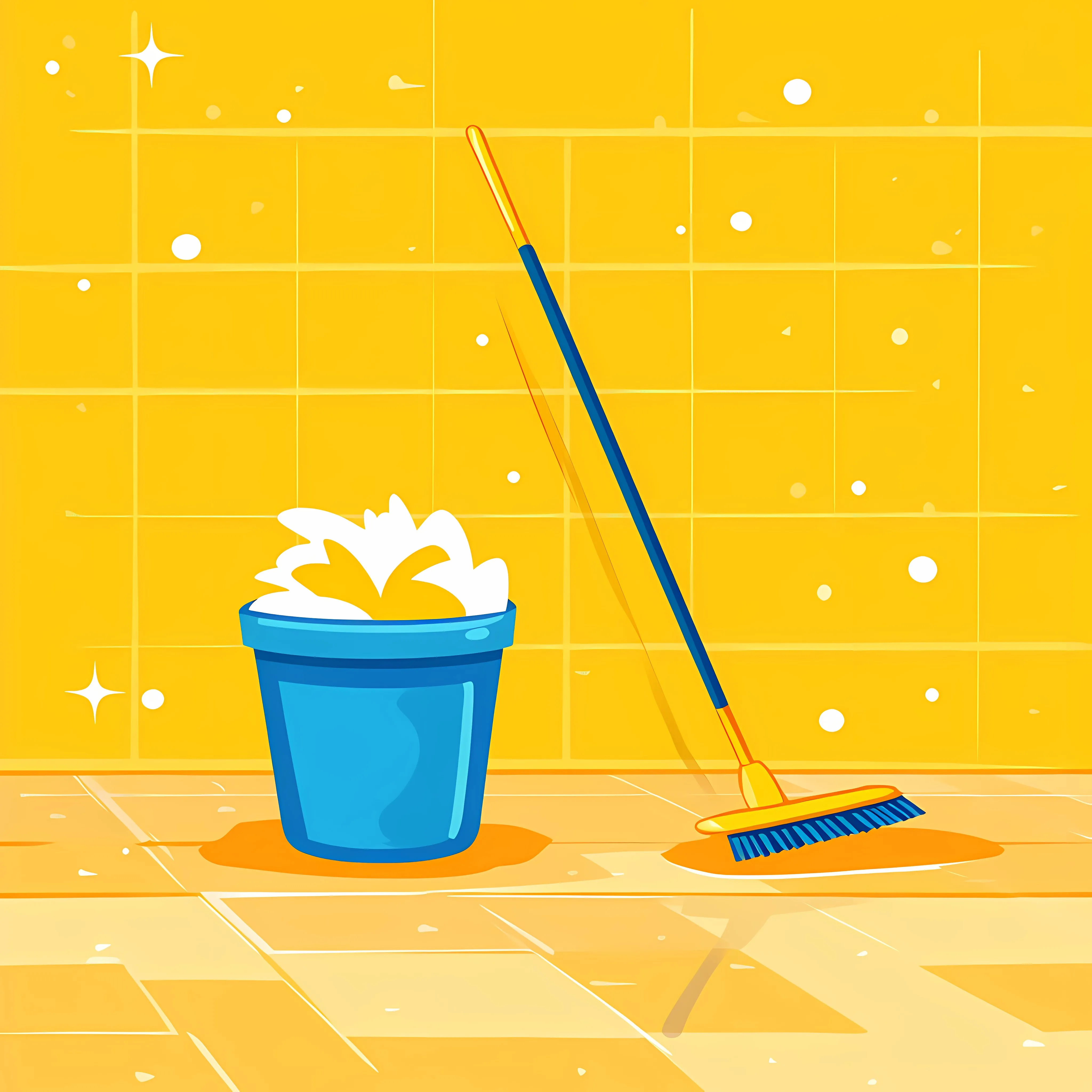 Mop and Bucket Cleaning Floor Vector Illustration – free house cleaning image from Dotvec
