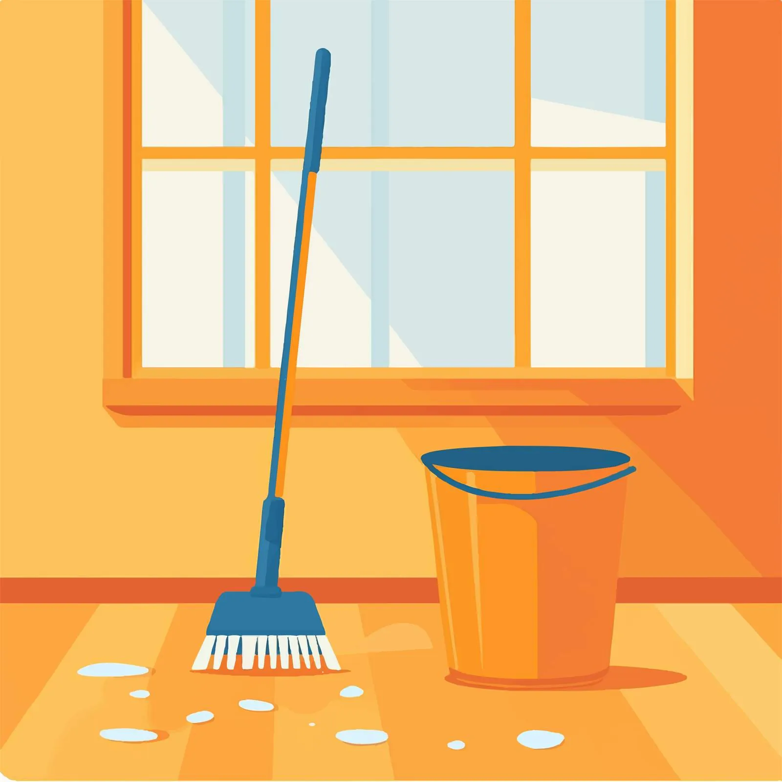 Mop and Bucket Cleaning Floor Vector Illustration – free professional cleaning image from Dotvec