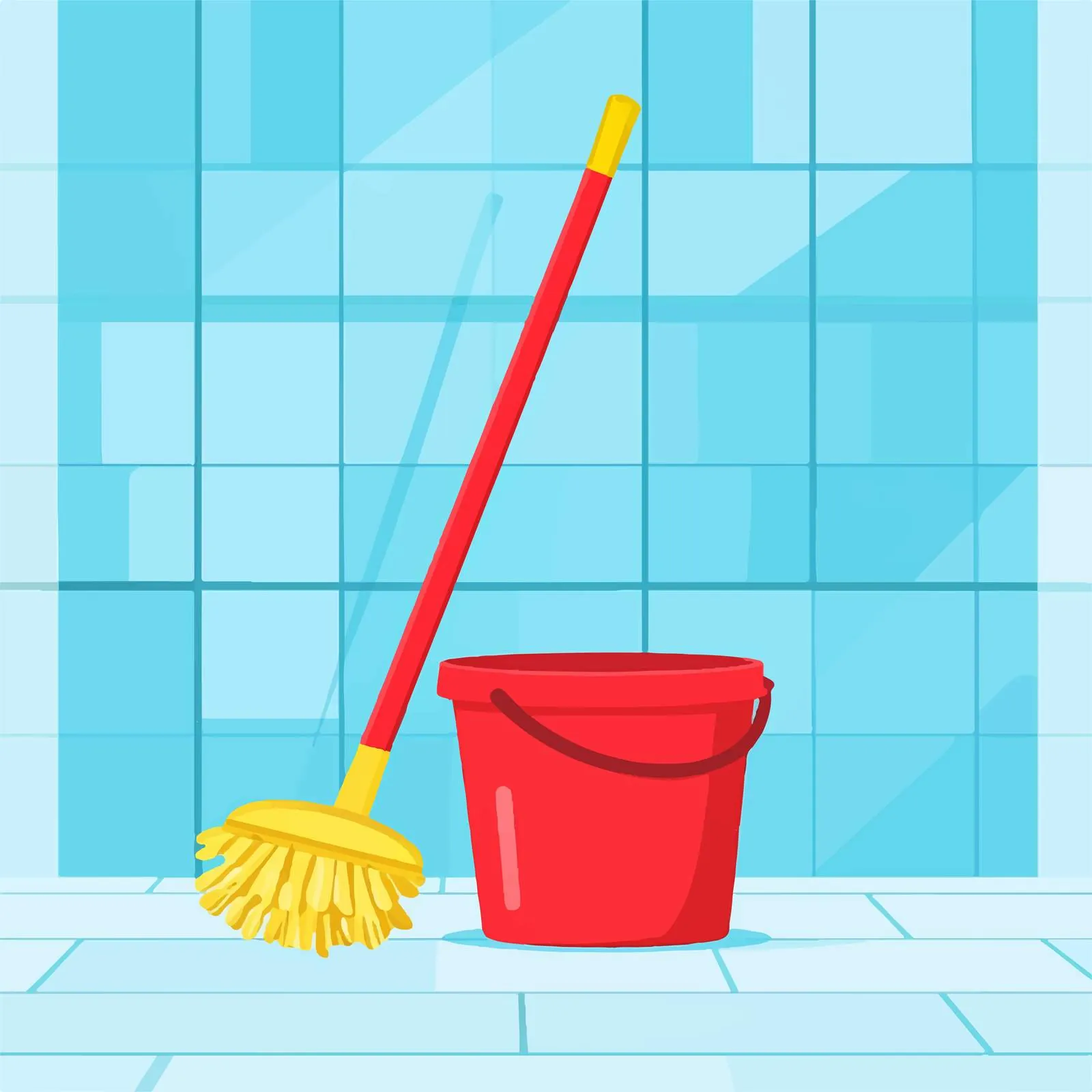Mop and Bucket Floor Cleaning Vector Illustration — free download from Dotvec