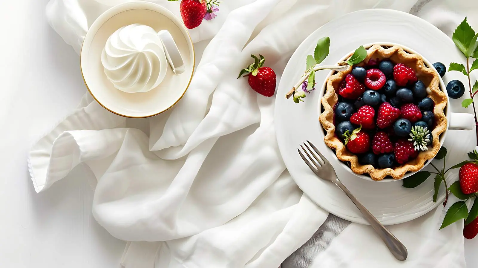 Morning Breakfast with Coffee and Berry Pie — free download from Dotvec