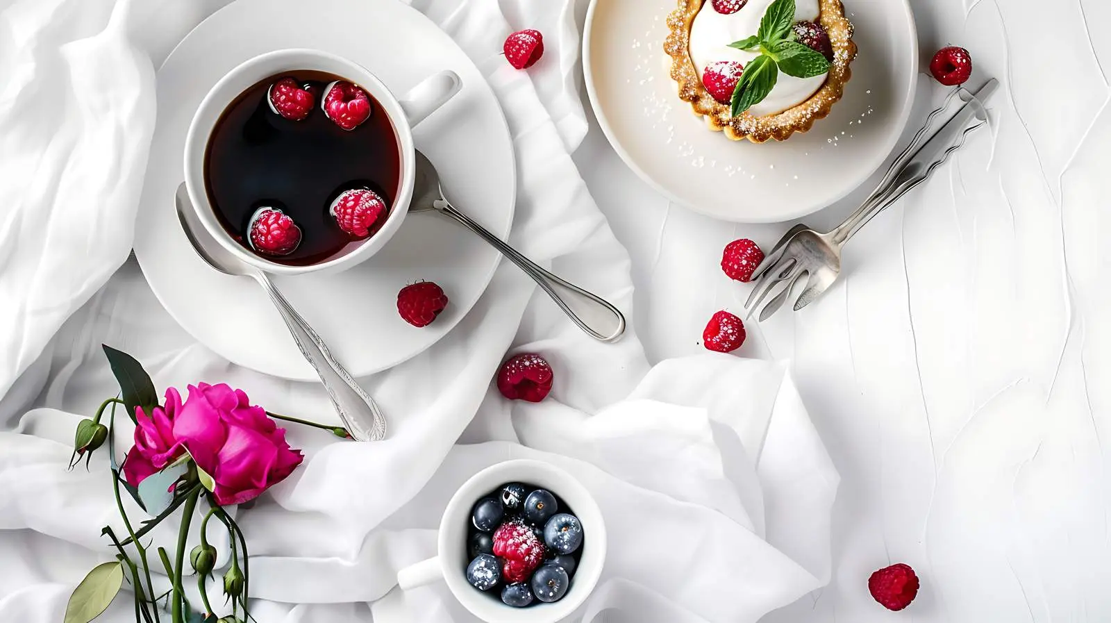 Morning Breakfast with Coffee and Berry Pie — free download from Dotvec