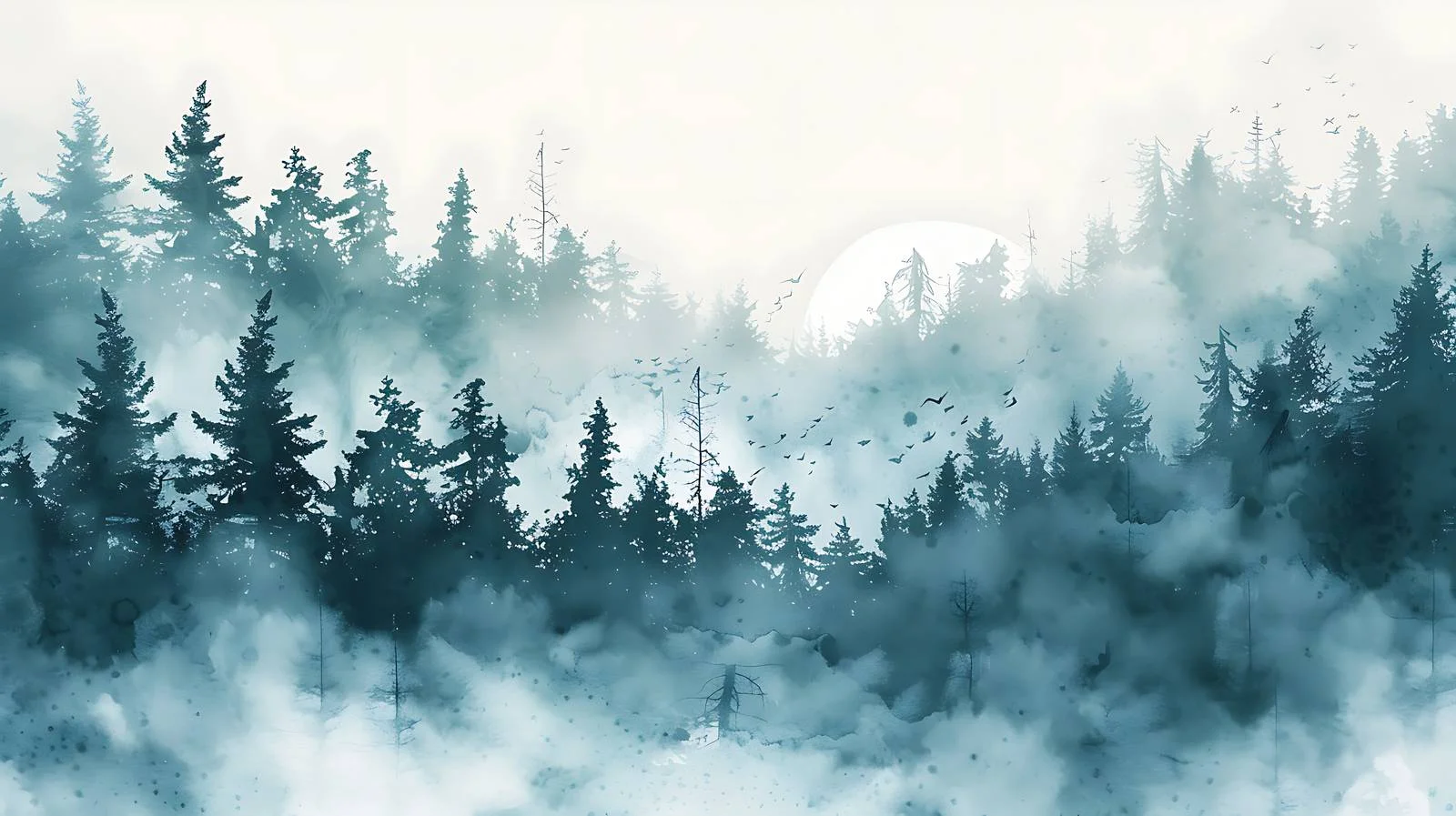 Serene Morning Mist Forest on White Background — free download from Dotvec