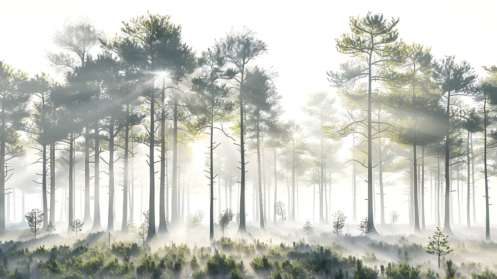 Serene Morning Forest on White Background — free download from Dotvec