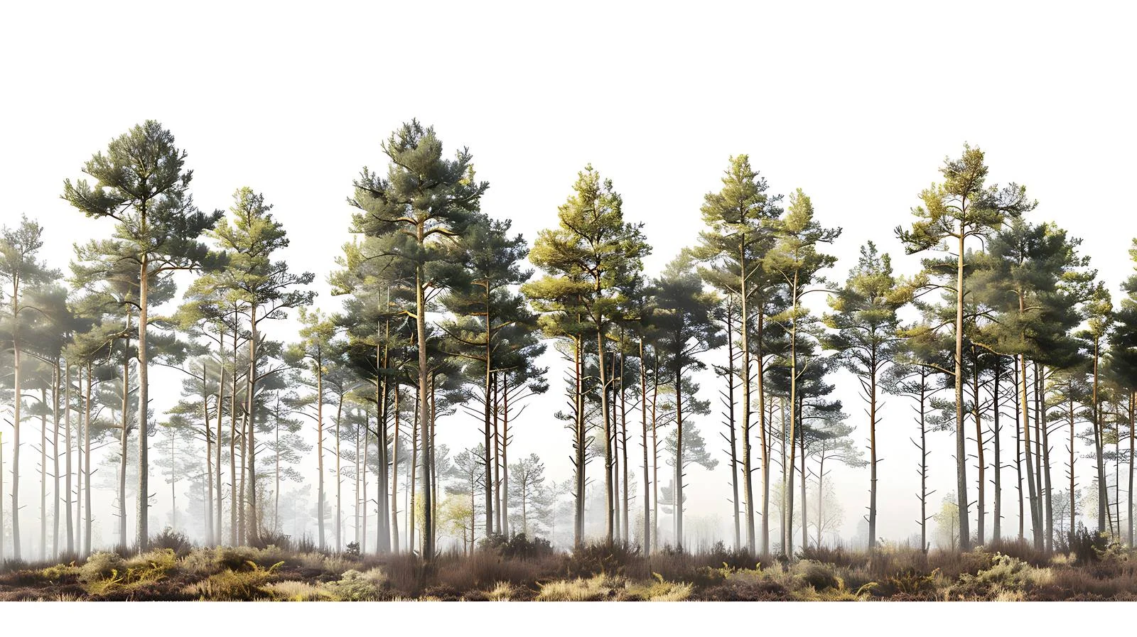 Serene Morning Forest White Clearing Scene — free download from Dotvec