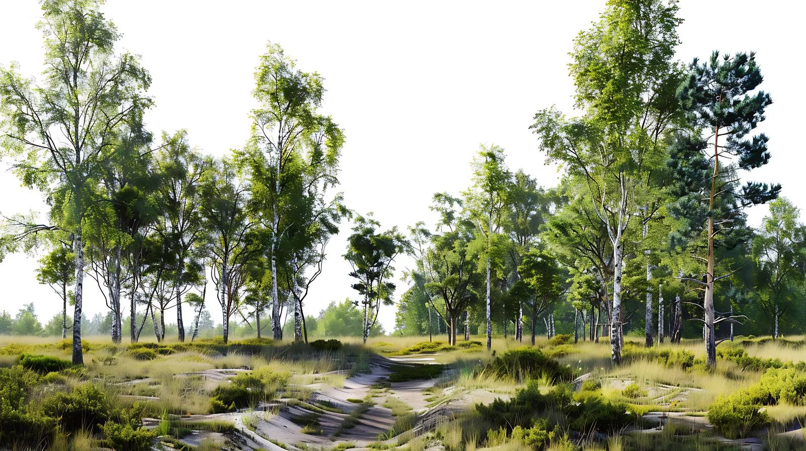 Forest Morning Scene on White Background — free download from Dotvec