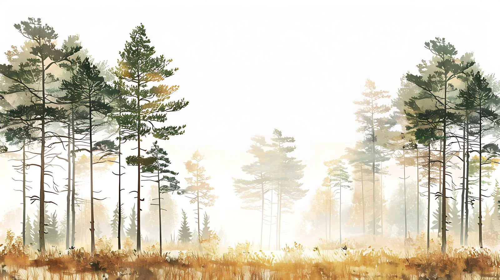 Serene Morning Woods on White Background — free download from Dotvec