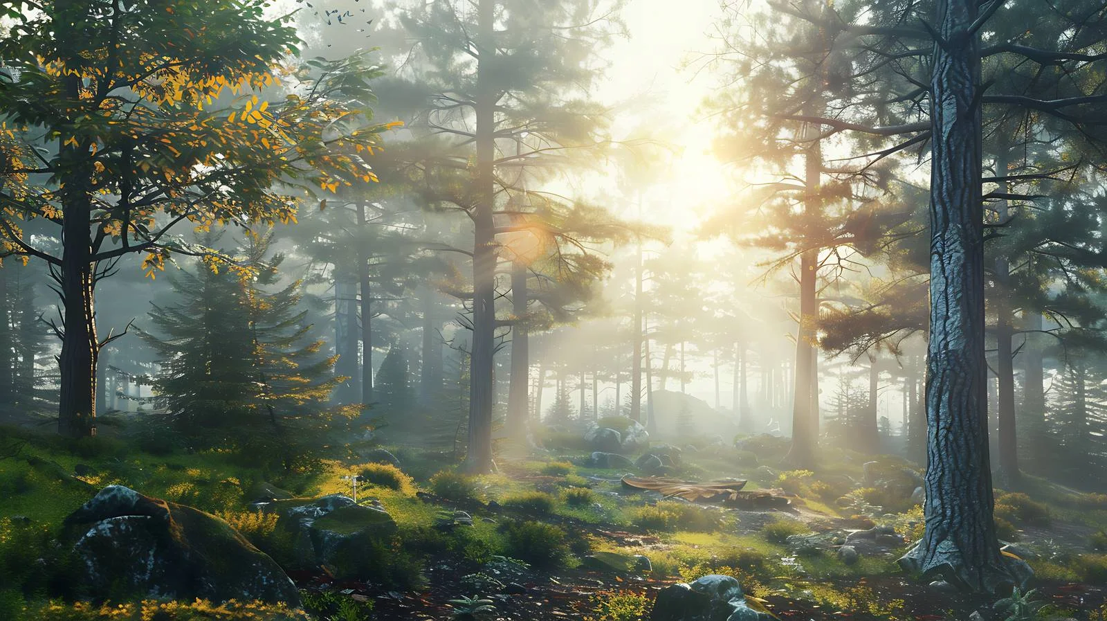 Serene Morning Woods on White Background — free download from Dotvec