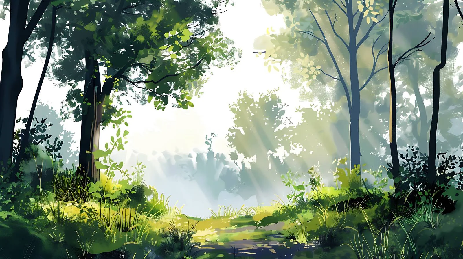 Serene Morning Woods on White Background — free download from Dotvec