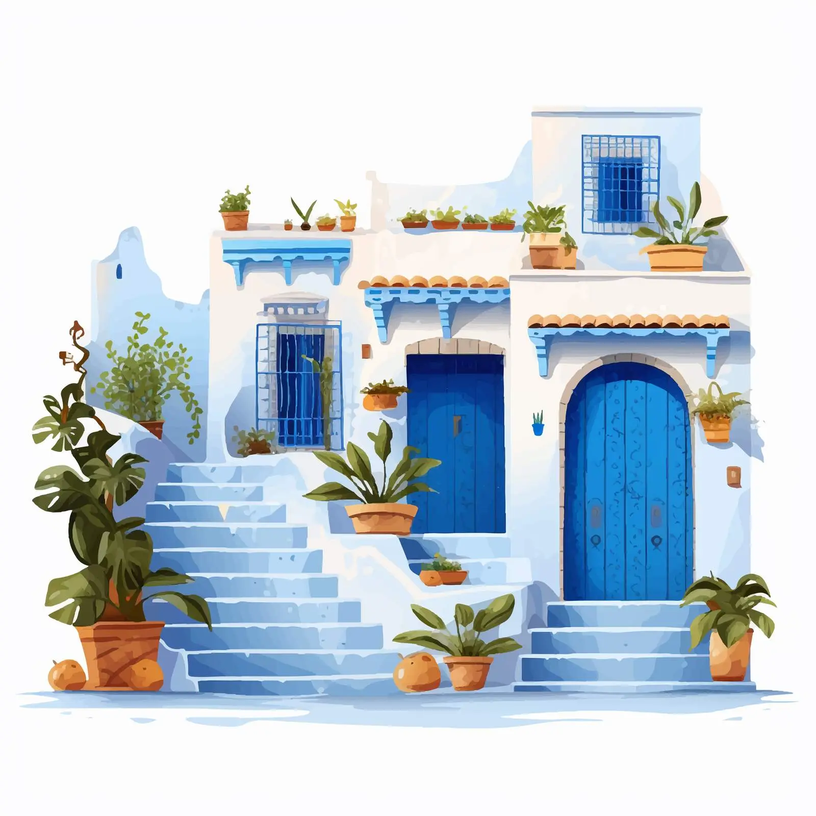 Blue Building Facade in Moroccan Architecture — free download from Dotvec