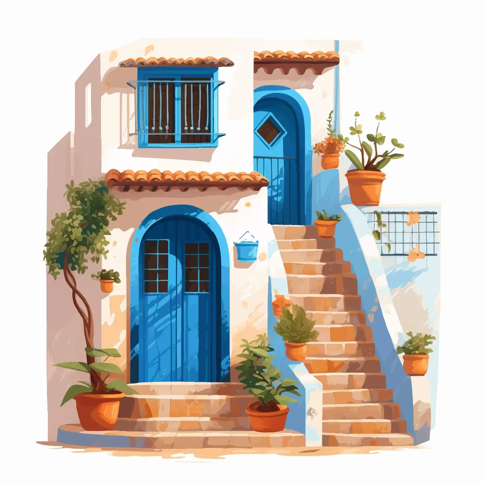 Moroccan Blue Building Facade in Old Town — free download from Dotvec