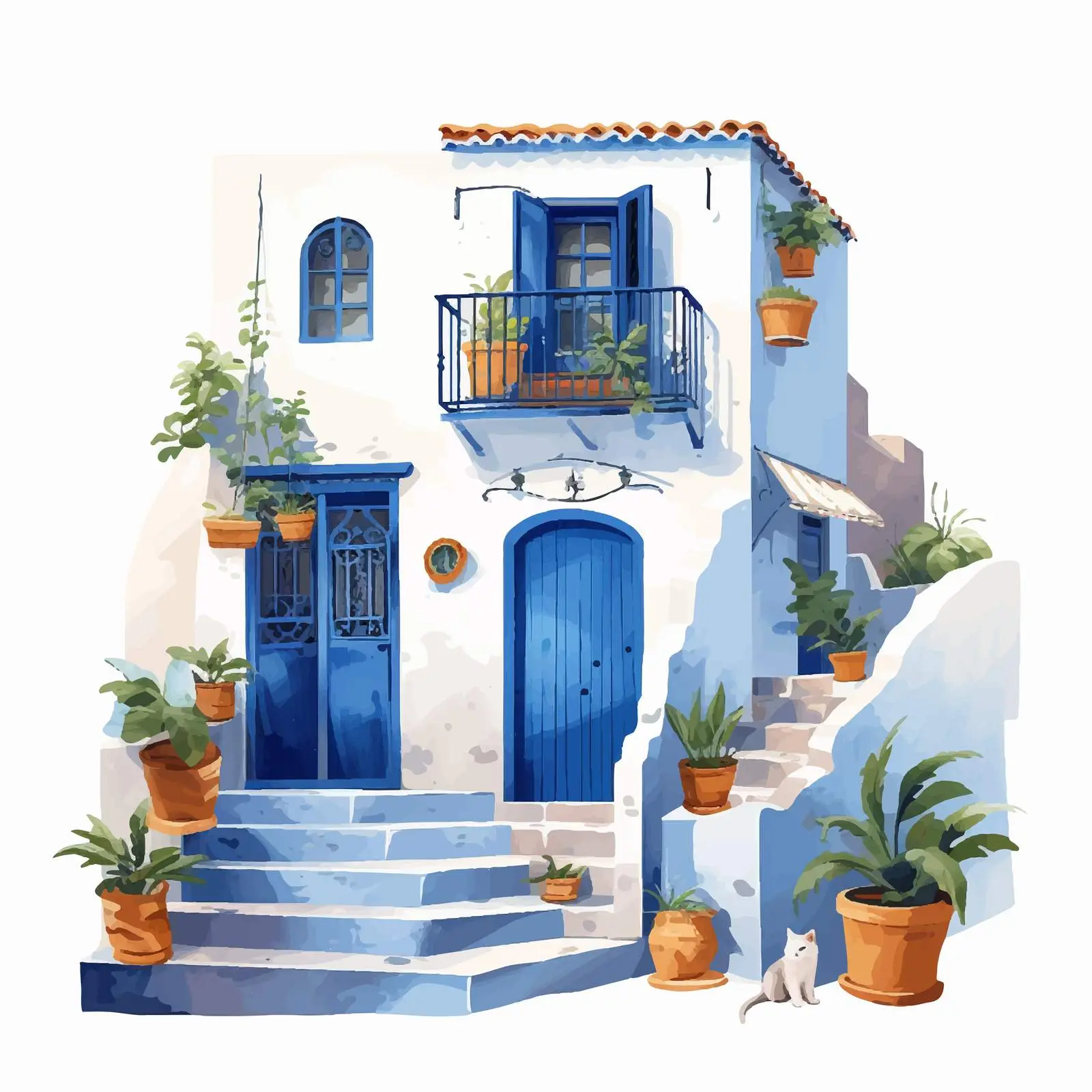 Moroccan Blue Building Façade in Old House — free download from Dotvec