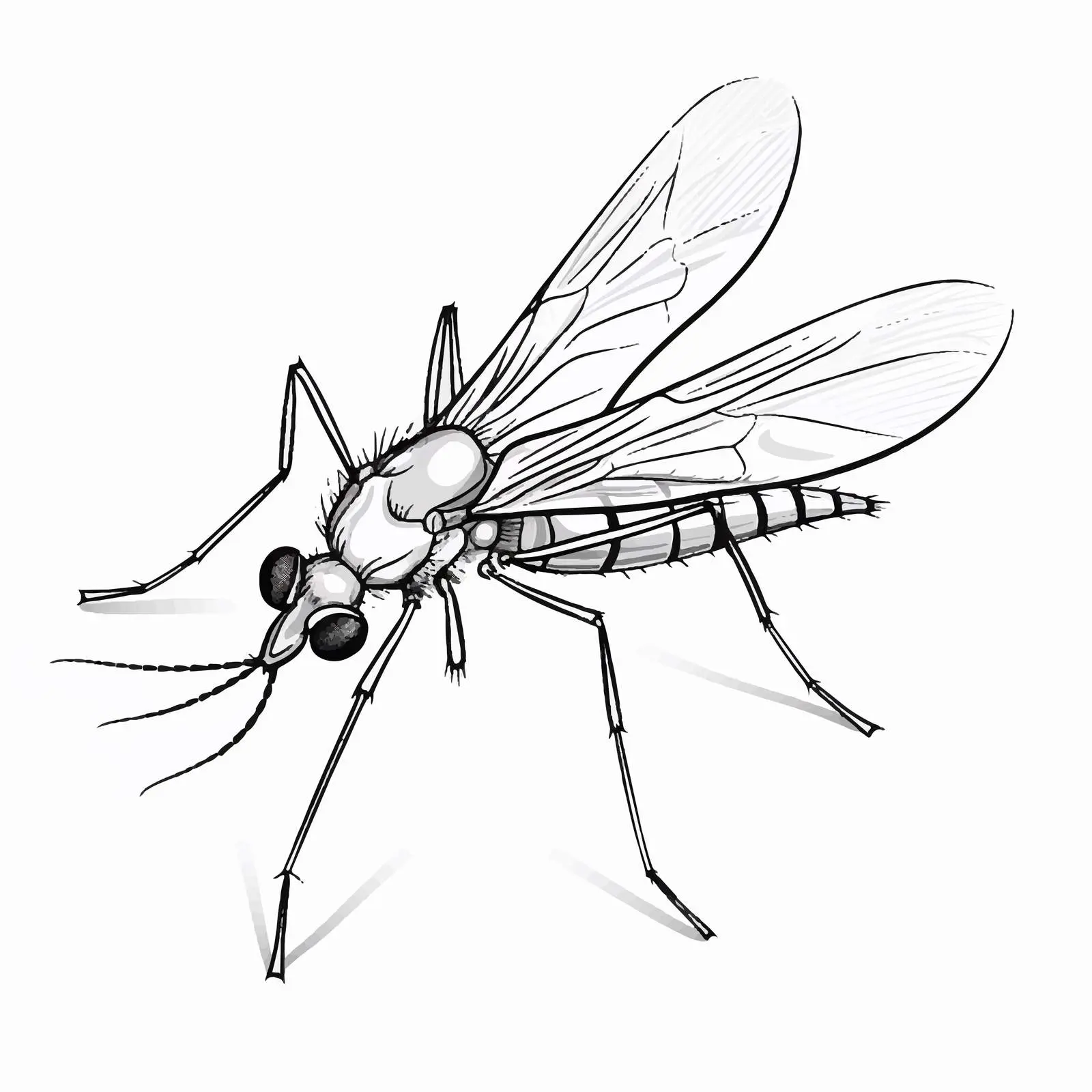 Mosquito Outline Vector Illustration on White Background – free bug image from Dotvec