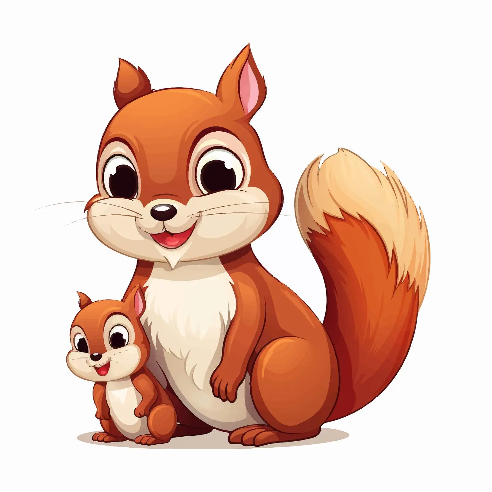 Mother and Baby Squirrel Cartoon Illustration — free download from Dotvec