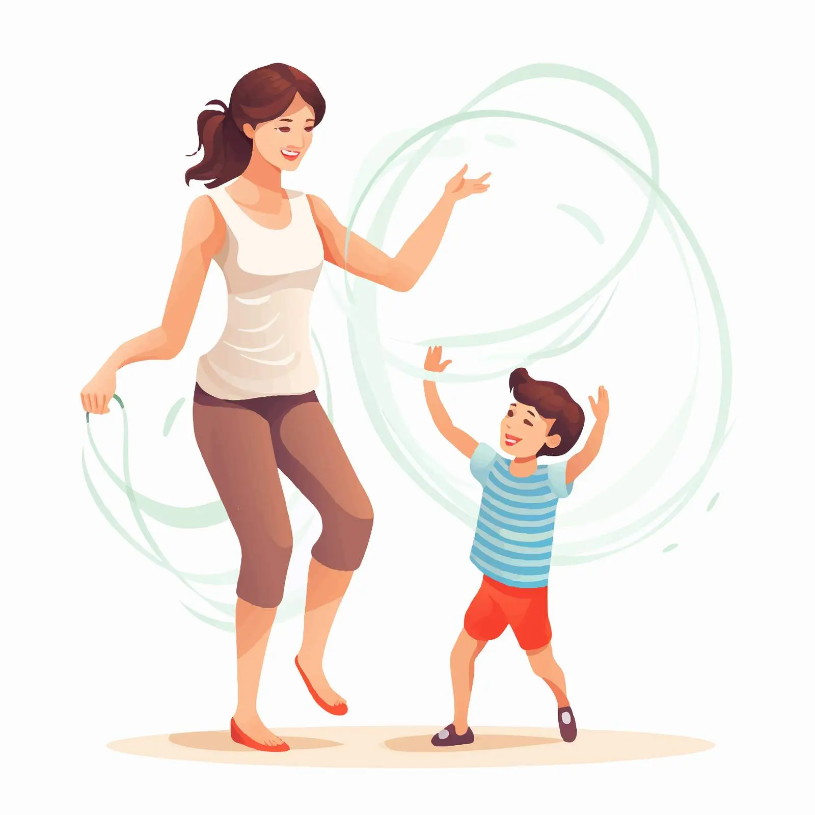 Mother and Child Enjoying Hula Hooping Fun — free download from Dotvec